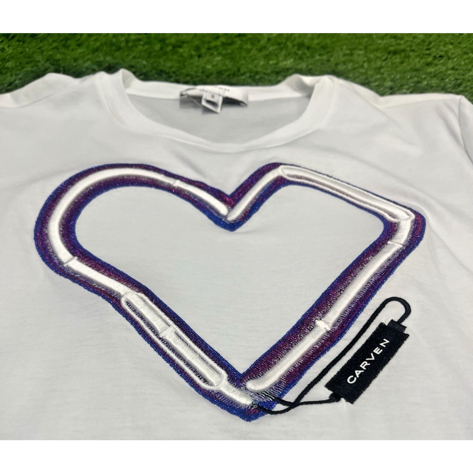 Carven Carven Embroidered Heart White Short Sleeve T-Shirt Size S Size S / US 4 / IT 40 - 2 Thumbnail