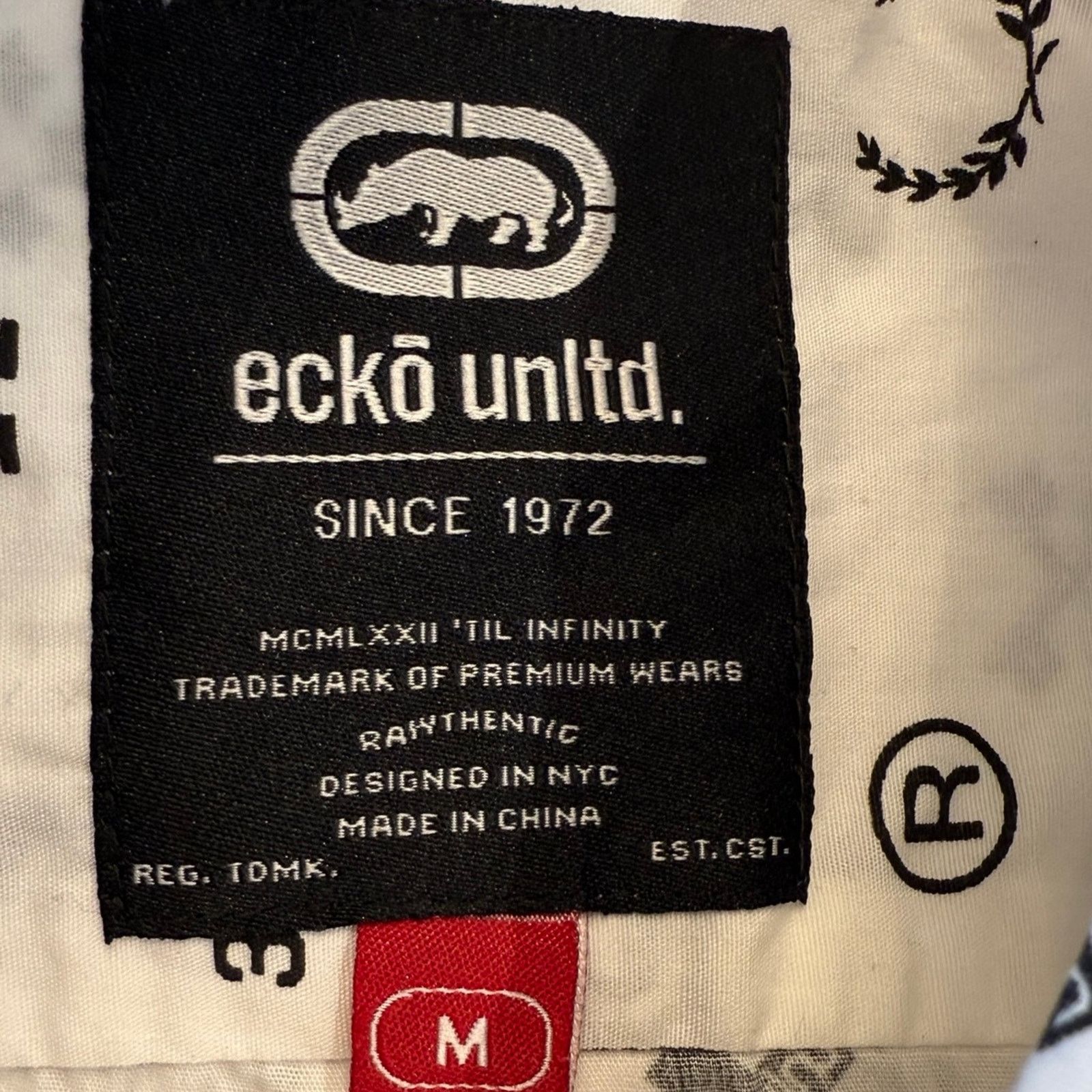 Ecko Unltd. Ecko Men’s Medium White & Black Short Sleeve Button Up Shirt Size US M / EU 48-50 / 2 - 4 Thumbnail