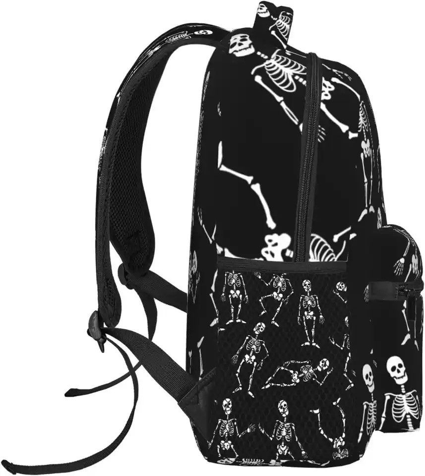 Other Black Skeletons White Funny Pattern Stylish Casual Backpack Size ONE SIZE - 3 Thumbnail