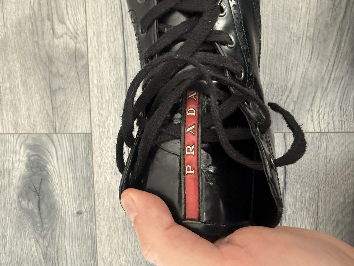 Prada Black Leather Lace-Up Boots with Chunky Sole Size US 9.5 / EU 42-43 - 10 Thumbnail