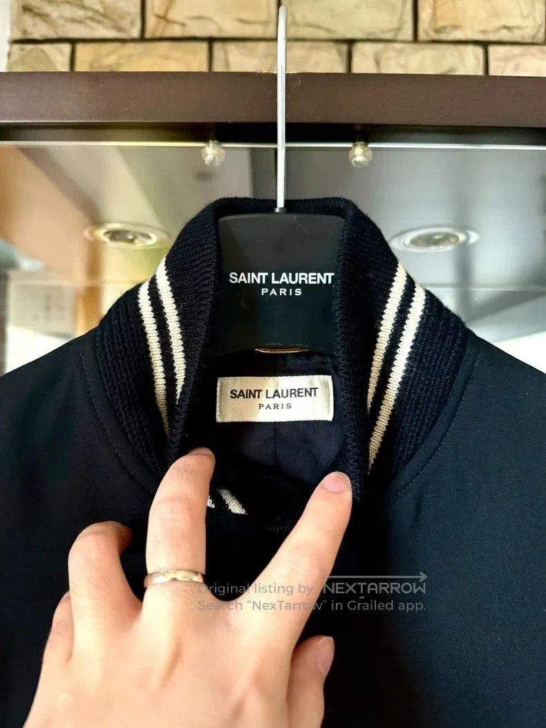 Saint Laurent Black Baseball Jacket.