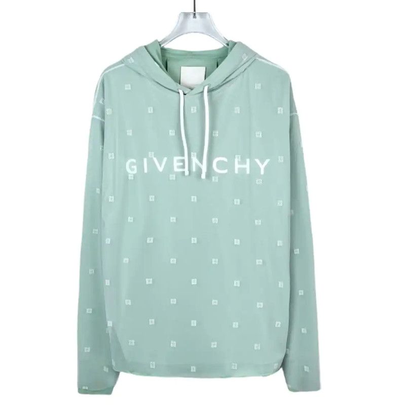 Givenchy Givenchy XS Green Logo Cotton Long Sleeve Hoodie 0089 Size XS / US 0-2 / IT 36-38 - 1 Thumbnail