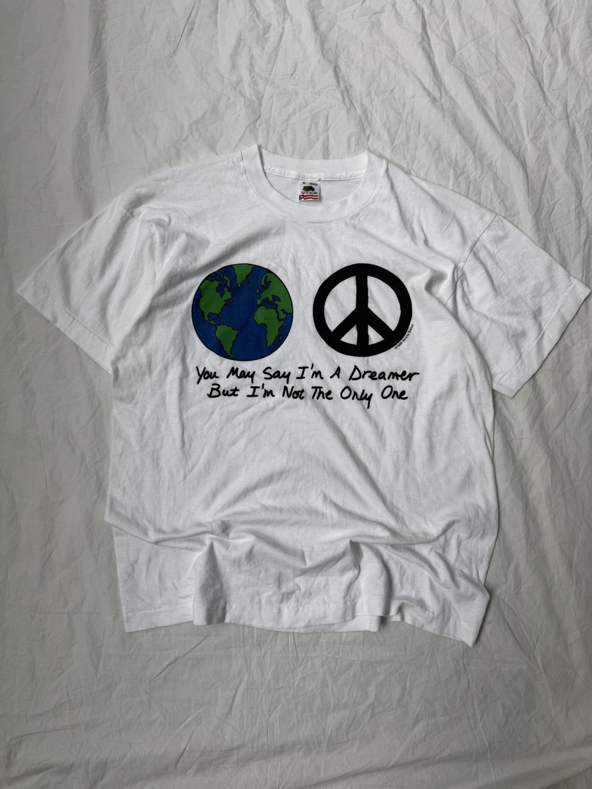 Vintage Vintage 90s World Peace Planet Earth T shirt Rare Size US XL / EU 56 / 4 - 2 Thumbnail