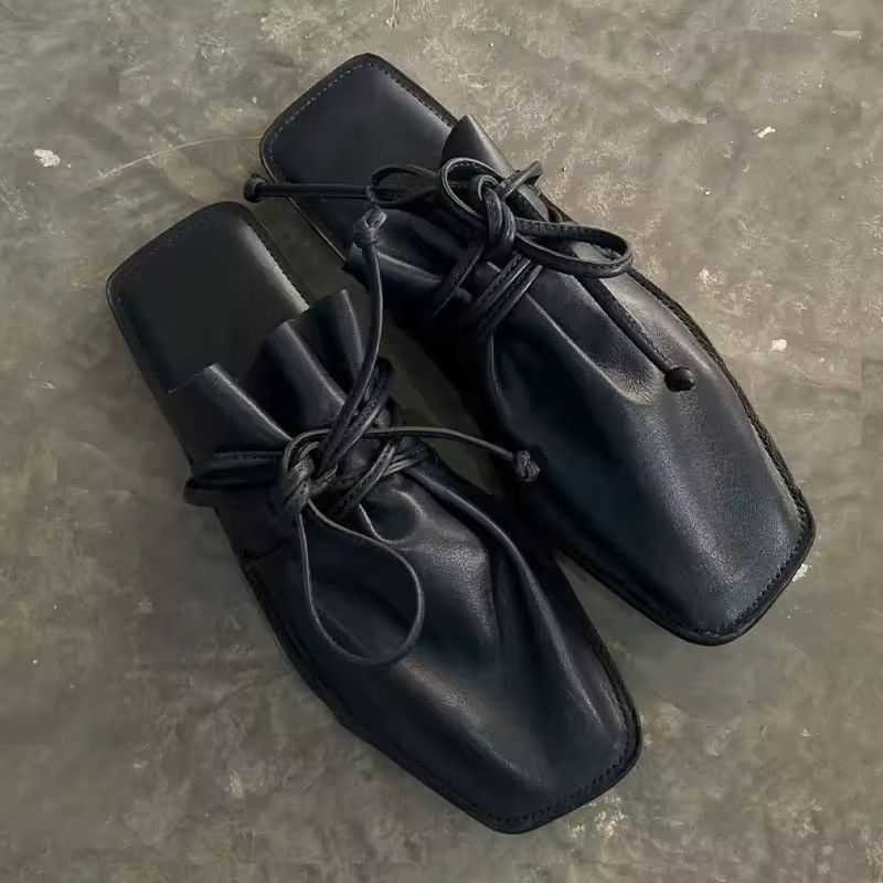 Other Square Designer Solid Casual PU Leather Black Sandals Size US 9 / IT 39 - 1 Thumbnail