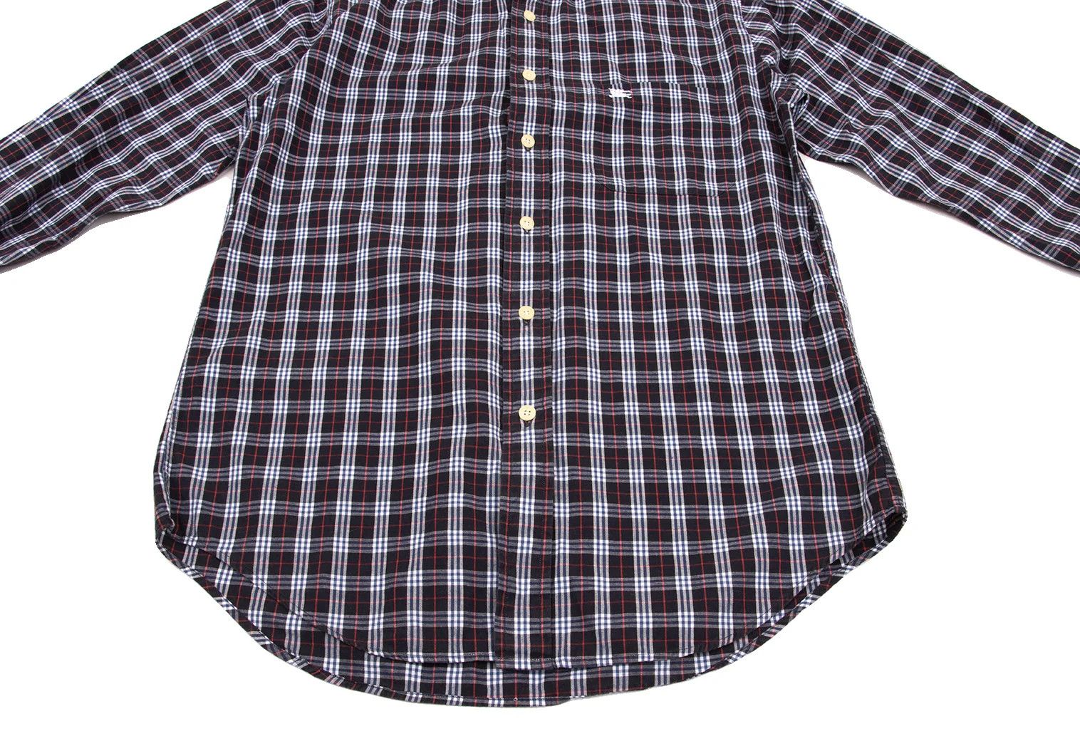 Burberry Point Embroidered Check Button-Down Shirt in Navy Size US S / EU 44-46 / 1 - 11 Thumbnail