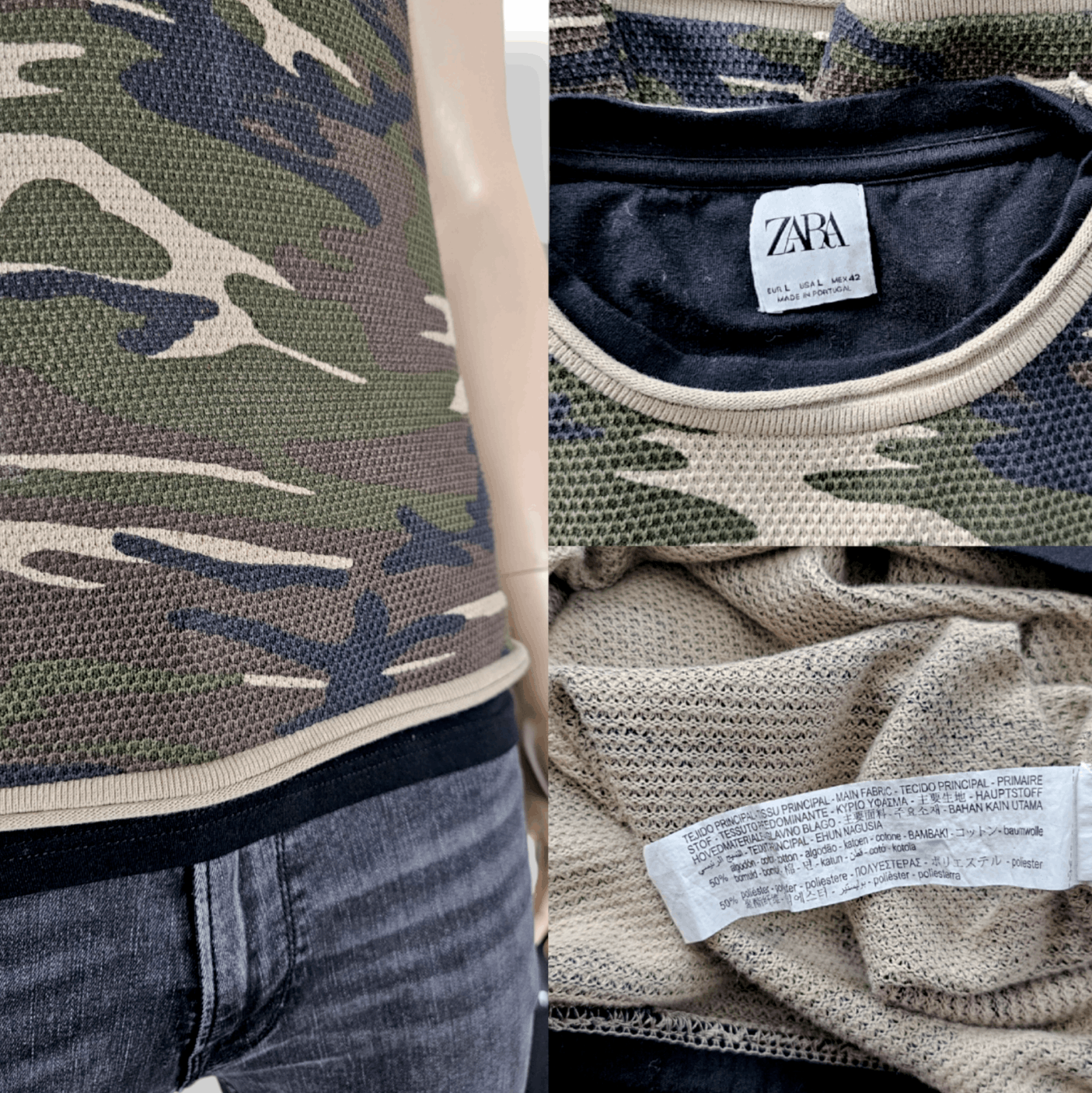 Zara Zara Man Camo Print Waffle Knit Muscle Shirt Size US L / EU 52-54 / 3 - 2 Thumbnail