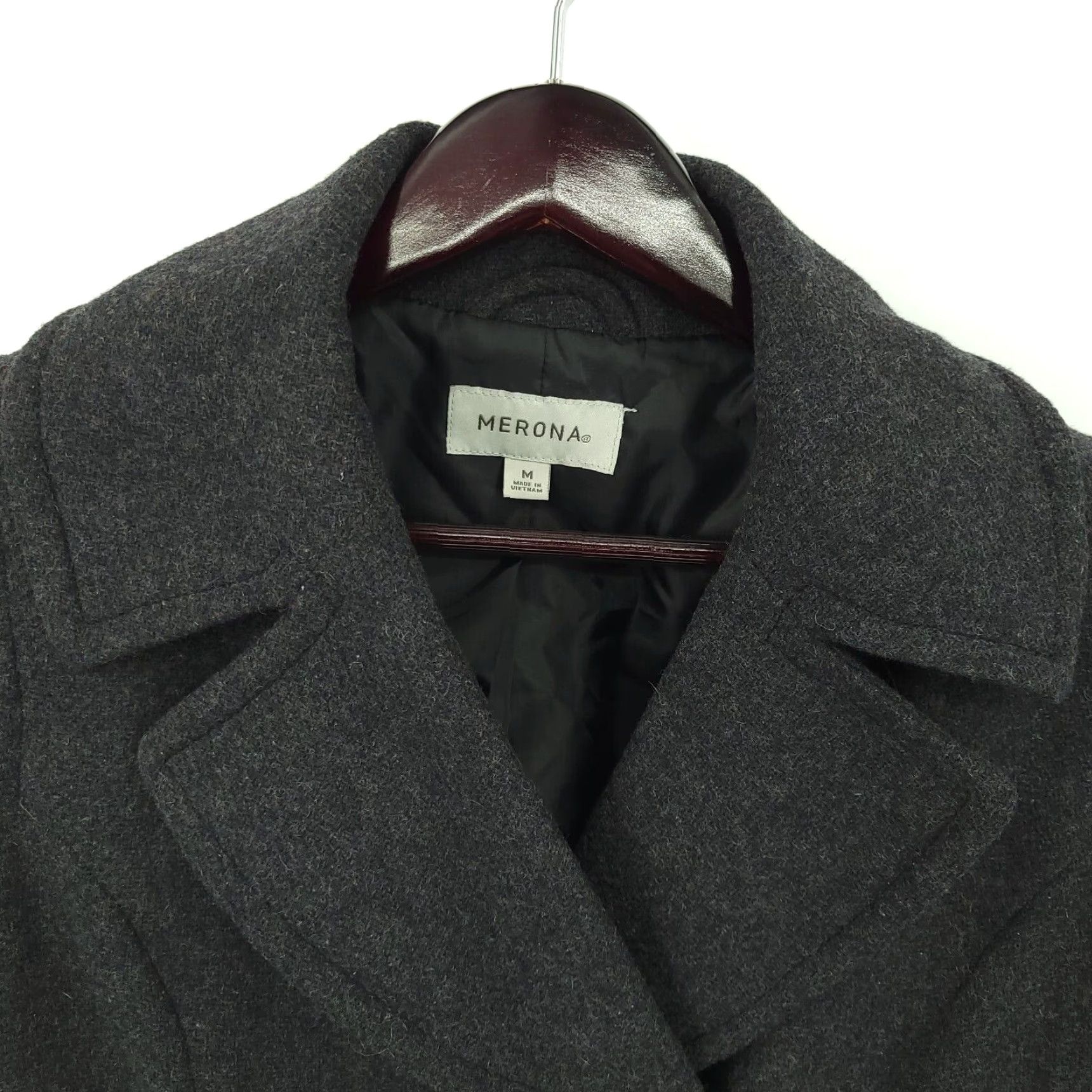 Merona Merona Jacket Womens Medium Pea Coat Black Wool Blend Double Breasted Size M / US 6-8 / IT 42-44 - 4 Thumbnail