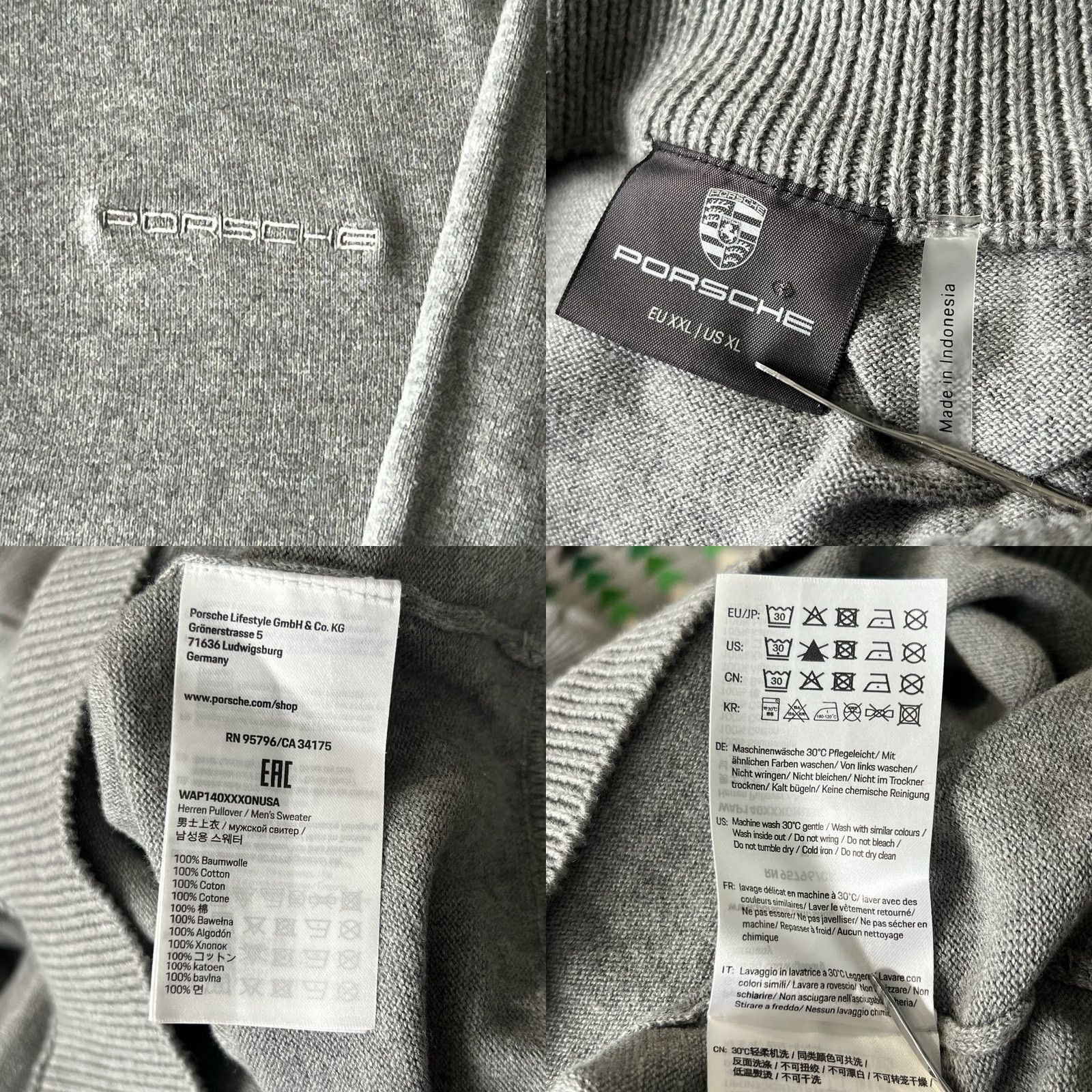 Vintage Porsche Sweater Mens 2XL Gray Herren 1/4 Zip Pullover Embroidered B9 Size US XXL / EU 58 / 5 - 8 Thumbnail
