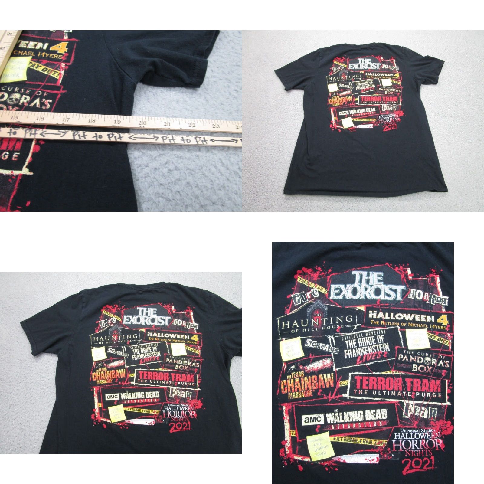 Vintage VINTAGE Halloween Horror Nights Shirt Men L Black Exorcist Myers Jason Walking Dead 2021 Size US L / EU 52-54 / 3 - 8 Thumbnail