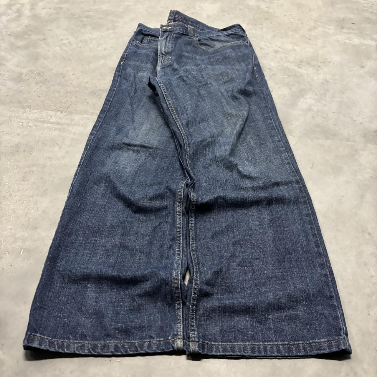 Japanese Brand × Vintage Crazy Vintage Y2K/2000s Baggy Dark Wash Skater Bootcut Denim Jeans! Size US 40 / EU 56 - 3 Thumbnail