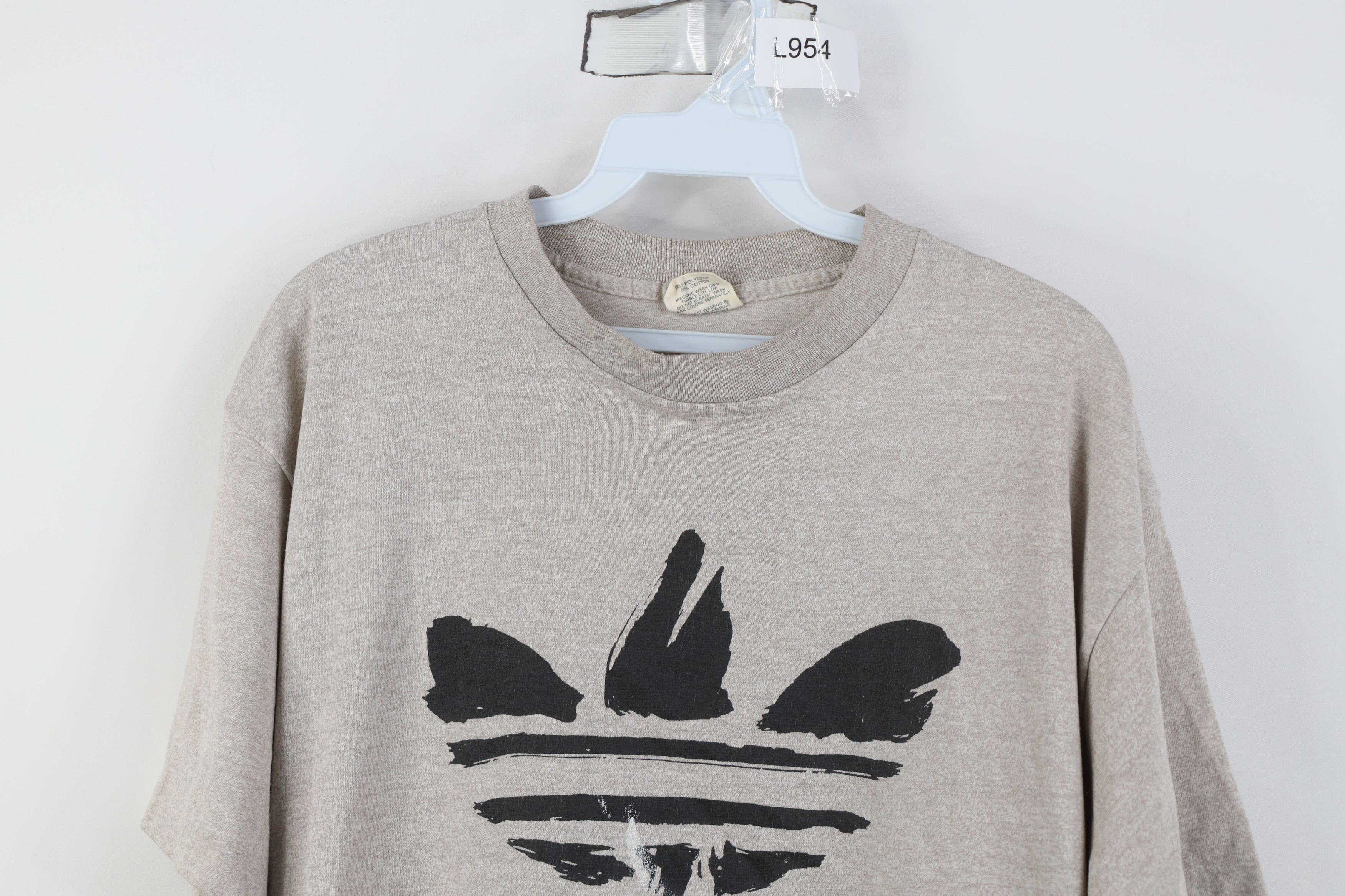 Adidas Vintage 70s 80s Adidas Spell Out Trefoil T-Shirt Gray USA Size US L / EU 52-54 / 3 - 2 Thumbnail