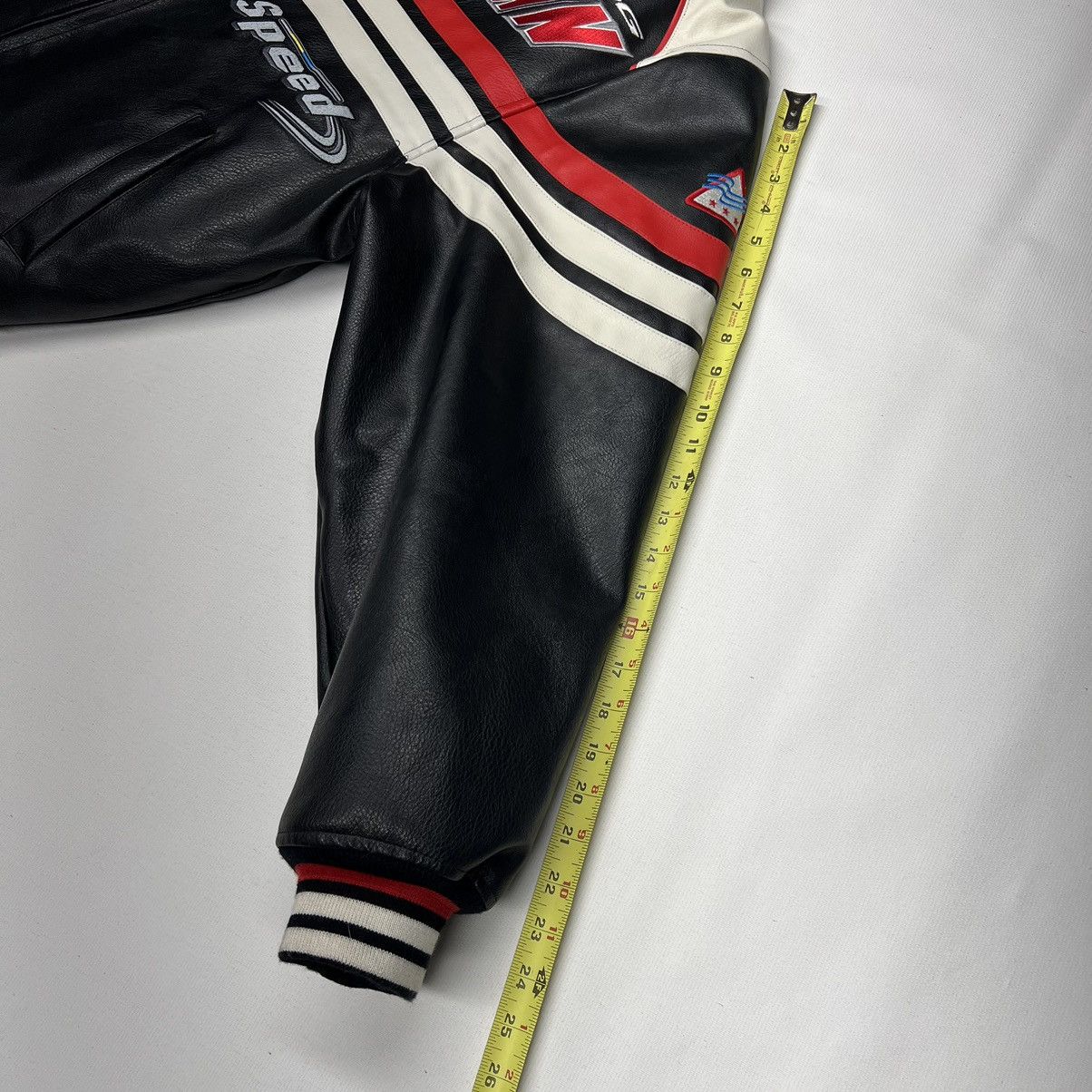 Vintage VTG First Down Leather Racing Jacket Black Coat Gear Zip Y2K Size US M / EU 48-50 / 2 - 25 Thumbnail