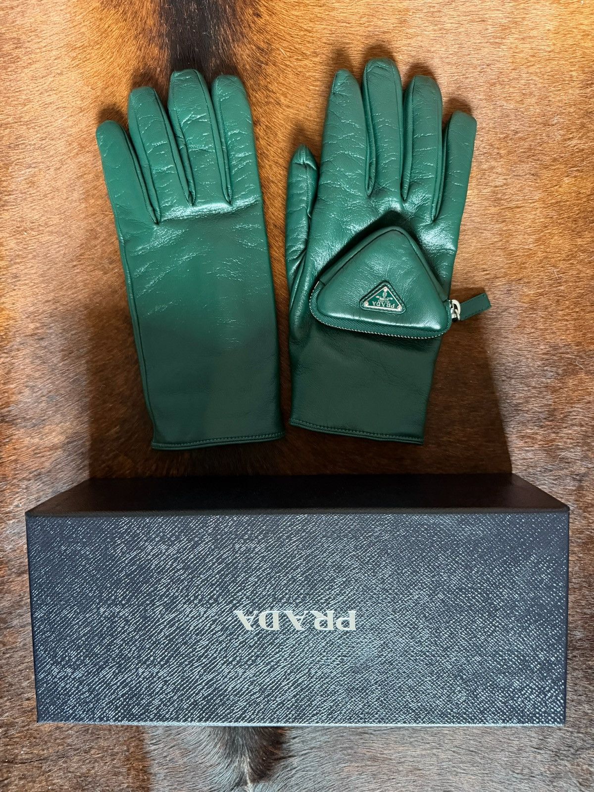 Prada Dark green raf simons prada glove Size ONE SIZE - 2 Thumbnail
