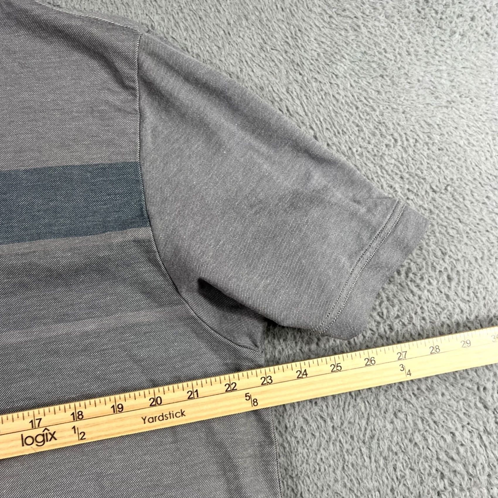 TravisMathew Travis Mathew Men's XL Gray Blue Striped Golf Polo Shirt Performance Fit Size US XL / EU 56 / 4 - 5 Thumbnail