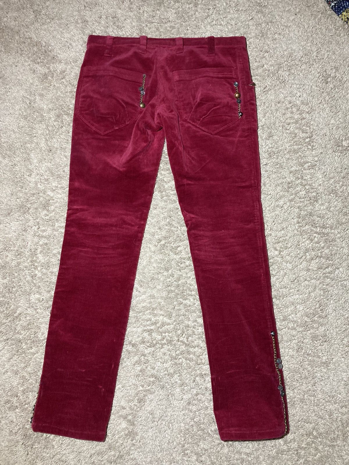 Japanese Brand 2006 Milkboy Button Jewel Chain Corduroy Skinny Jeans Size US 30 / EU 46 - 11 Thumbnail