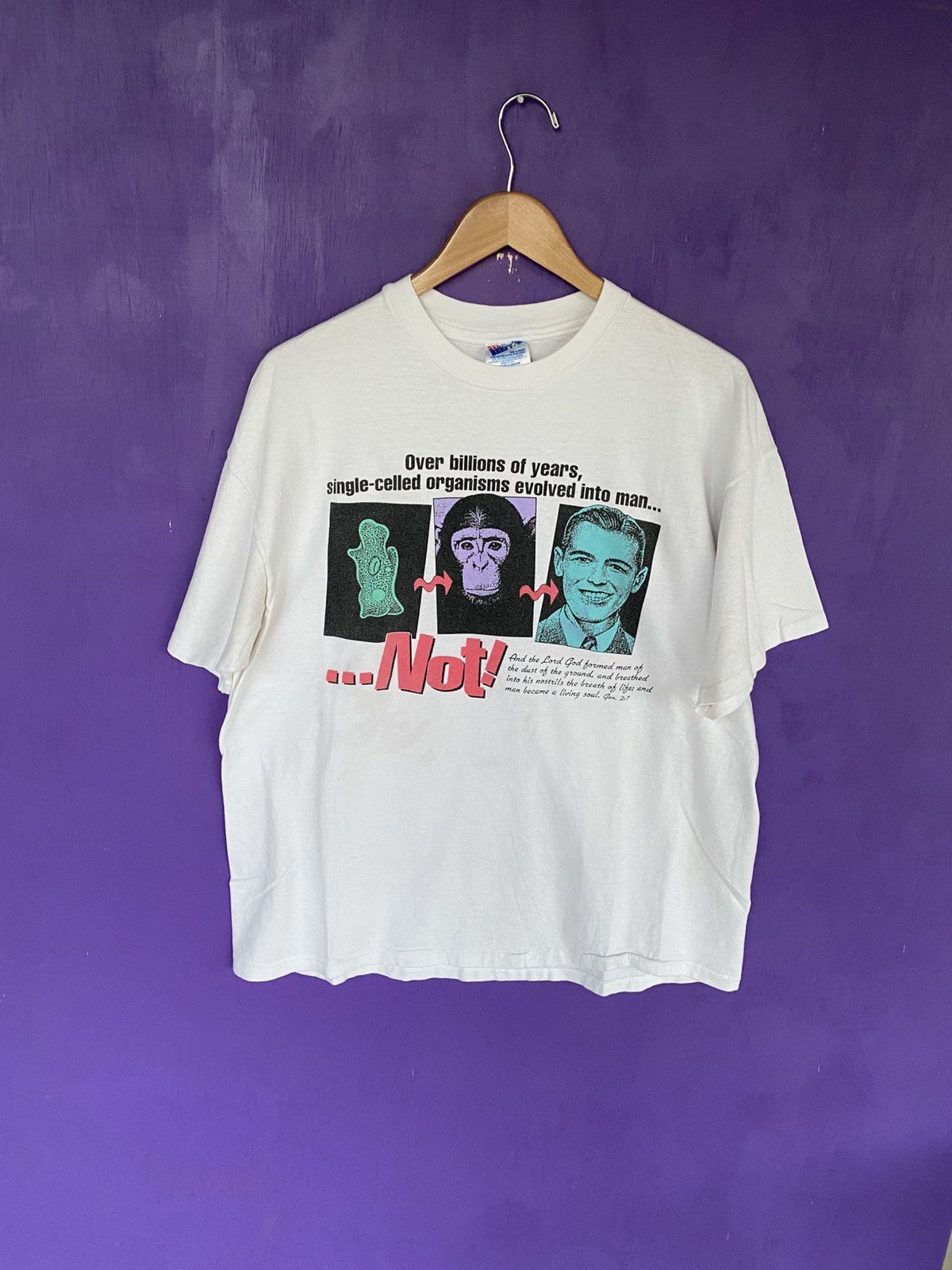 Vintage 1991 God spoke evolution big bang t-shirt