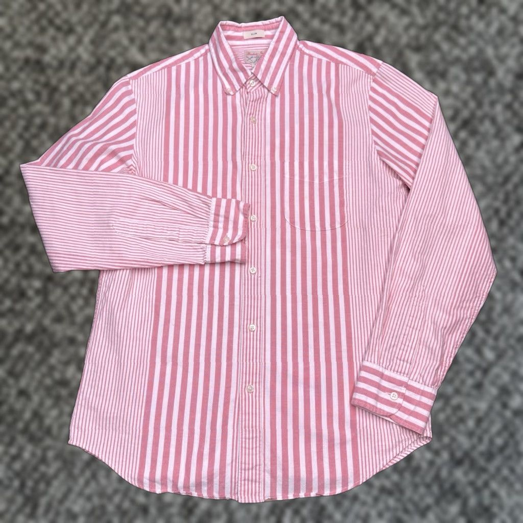 J.Crew J. Crew Button-Up Shirt Mens Medium Pink Striped Slim Fit Oxford Long Sleeve Size US M / EU 48-50 / 2 - 1 Thumbnail