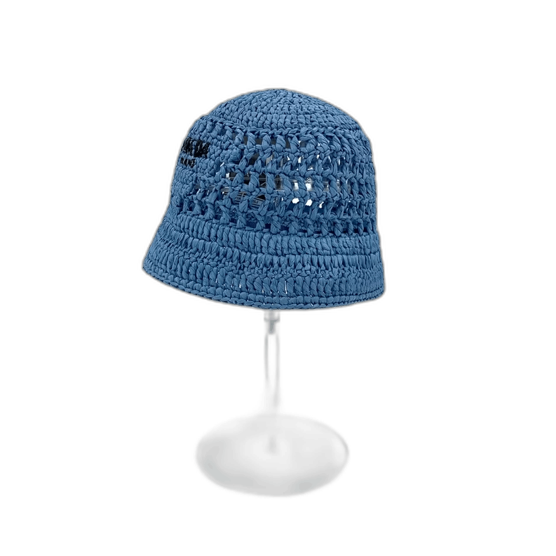 Prada Blue Logo Knit Bucket Hat -2505