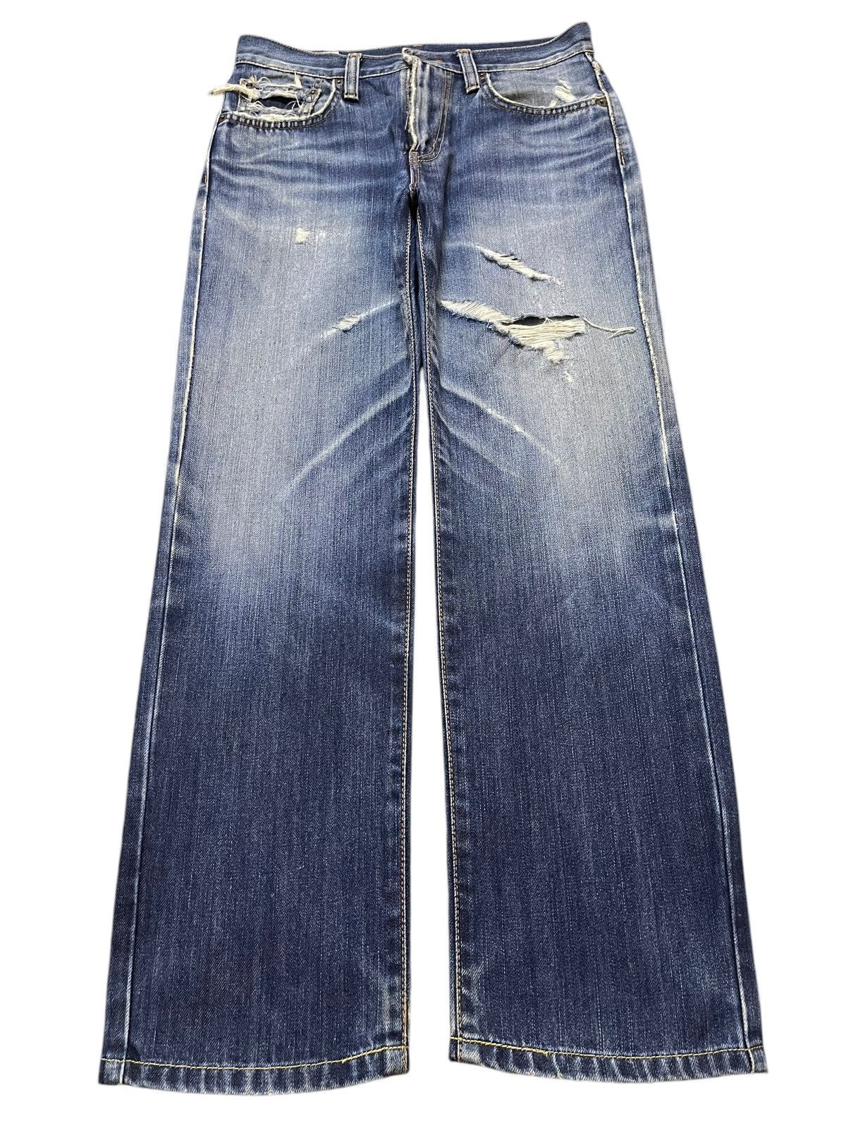 Edwin Vintage Edwin 402 Blue Faded Wash Distress Style Jeans Size US 30 / EU 46 - 1 Thumbnail