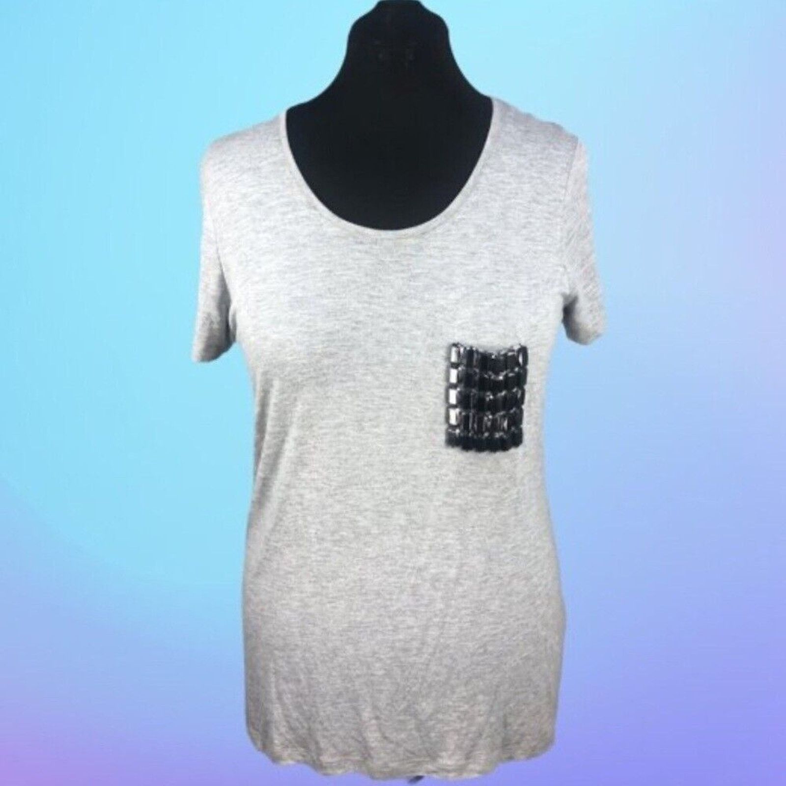 Burberry Grey Burberry Brit Jewel Pocket Tee Sz XL Size XL / US 12-14 / IT 48-50 - 2 Thumbnail