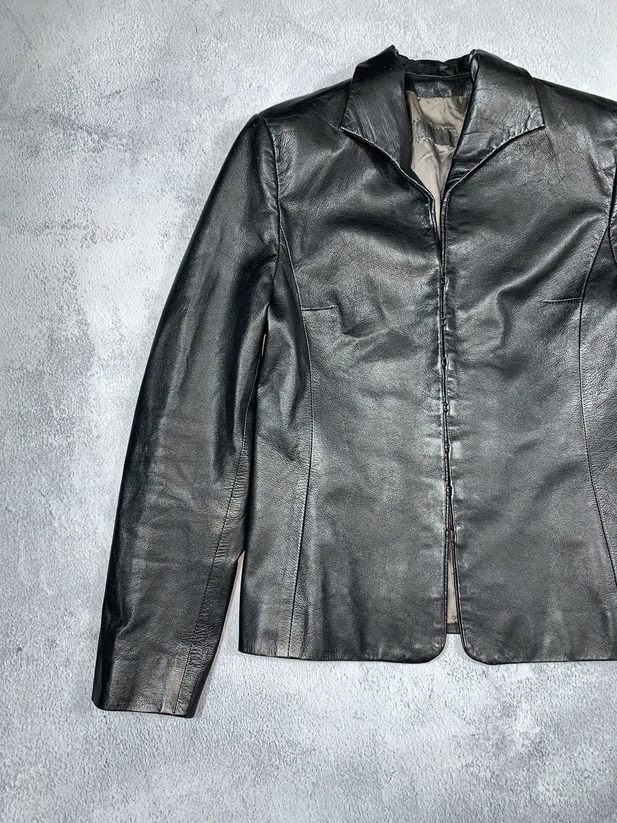 Vintage Vintage 90s Japan leather blazer jacket AvantGarde bondage Size S / US 4 / IT 40 - 4 Thumbnail