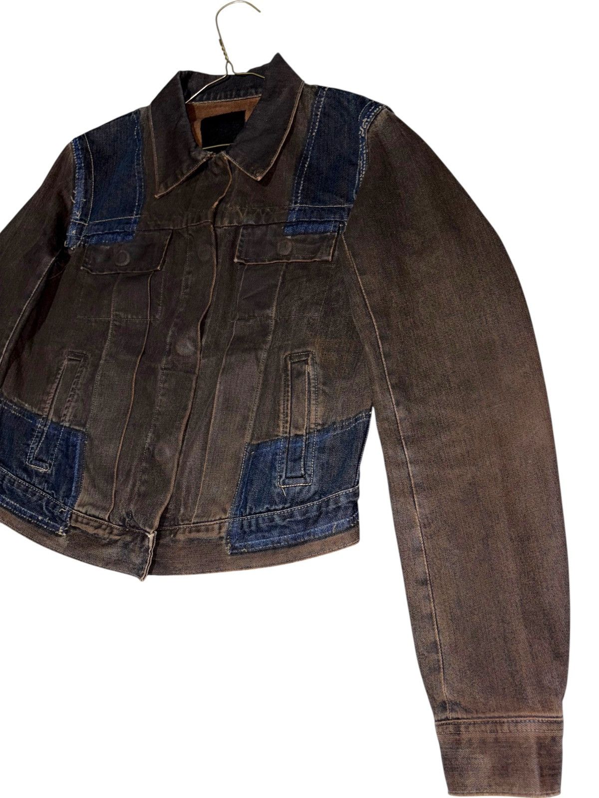 Rick Owens 01 Rick Owens SLAB Waxed Denim Trucker Jean Jacket Patchwork Size US S / EU 44-46 / 1 - 5 Thumbnail