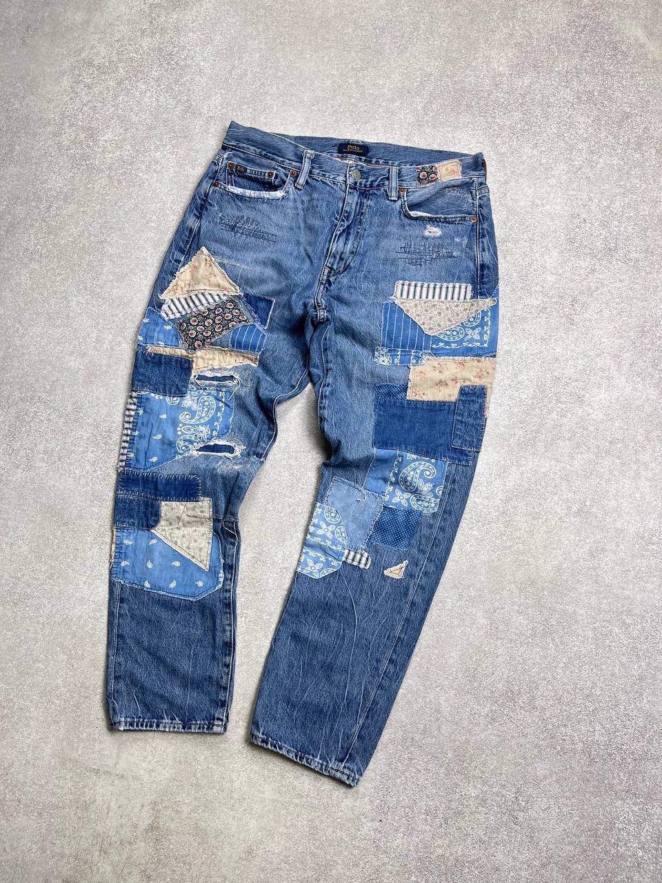 Polo Ralph Lauren × Vintage VINTAGE POLO RALPH LAUREN RLL PATCH WORK DENIM PANTS 29 Size US 29 - 2 Thumbnail