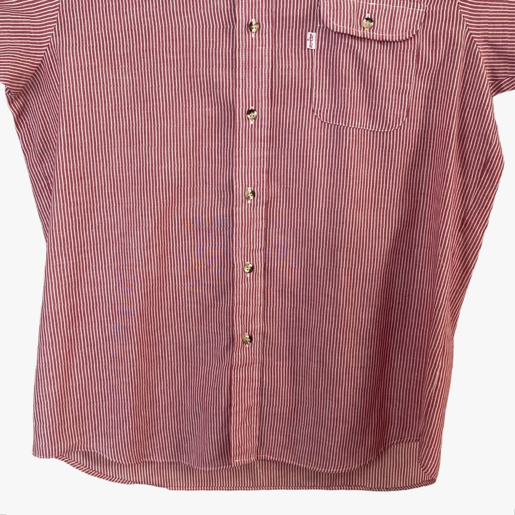Levi's VINTAGE Levi's Stripe Button-Up Pocket Shirt Red/White Mens Large Business-Casual Shirt Size US L / EU 52-54 / 3 - 6 Thumbnail