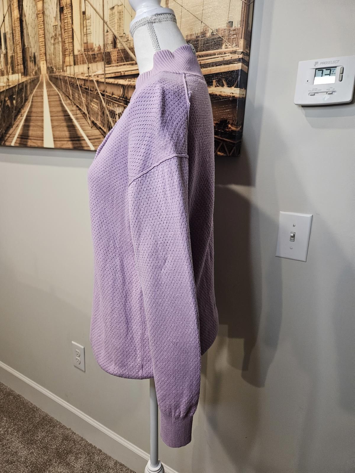 Designer Tommy John Cozy Lilac Waffle Knit Shirt & Joggers Set Size 36" / US 14 / IT 50 - 3 Thumbnail