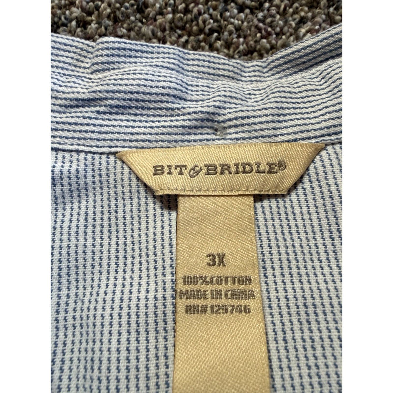 Denime Bit & Bridle Shirt Womens 3X Denim Button-Up Cotton Chambray Long Sleeve Blue"} Size XXL / US 16-18 / IT 52-54 - 4 Thumbnail