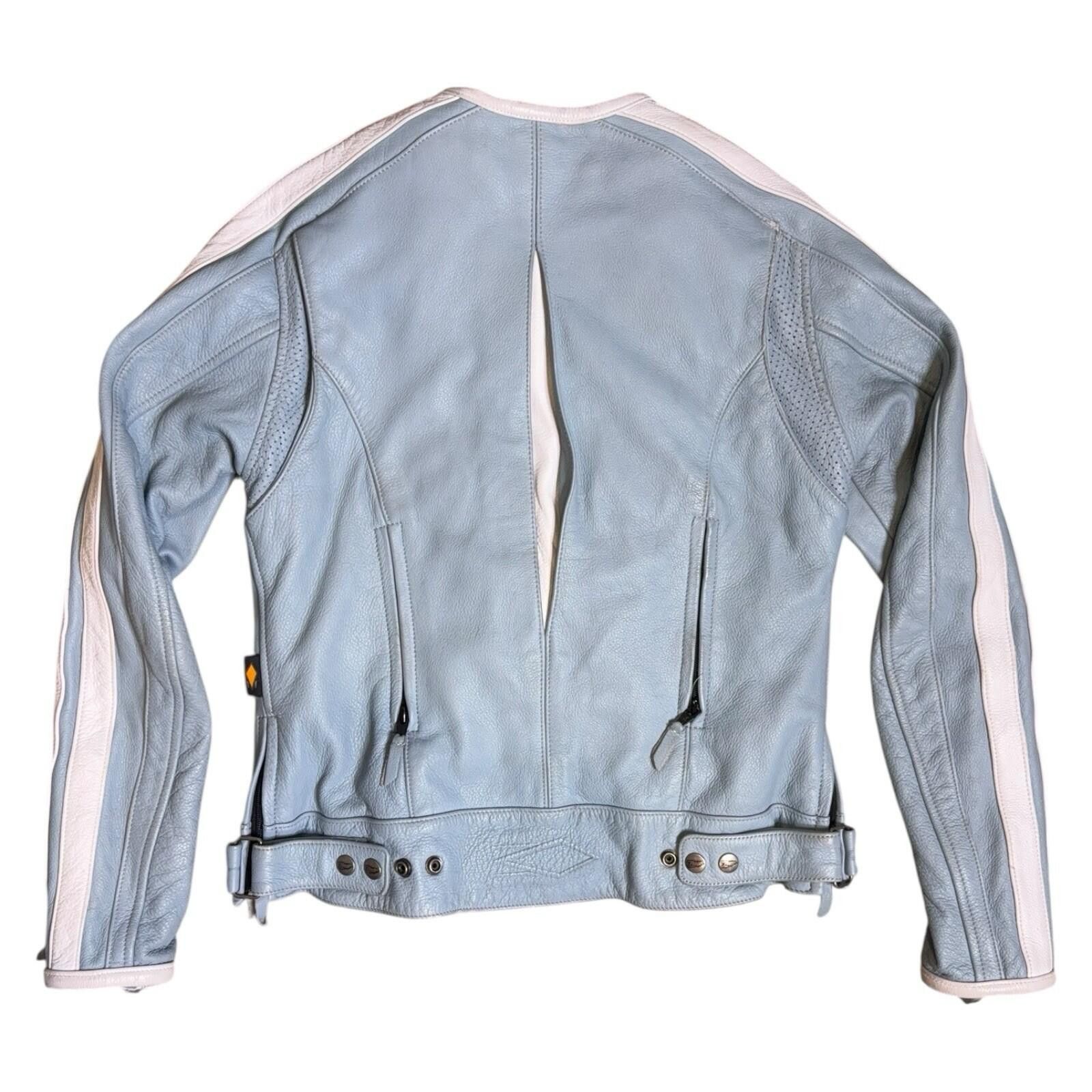 Other Power Trip Leather Cafe Motorcycle Jacket XS Blue Striped Size ONE SIZE - 3 Thumbnail
