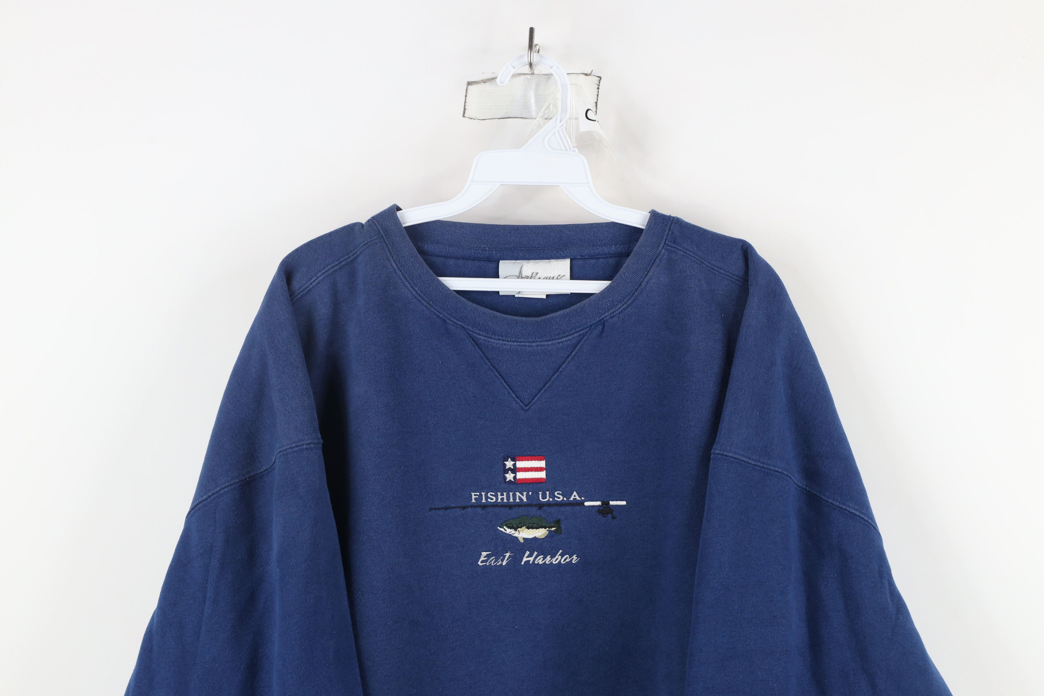 Vintage Vintage 90s Streetwear Fishing USA East Harbor Sweatshirt Size US XXL / EU 58 / 5 - 2 Thumbnail
