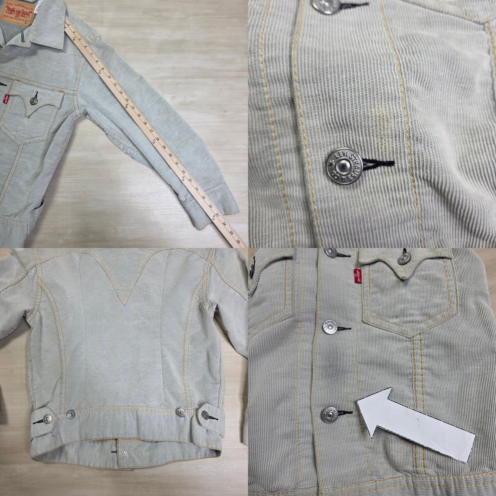 Levi's Levi's Type 1 Corduroy Iconic Jacket Mens Medium Gray Striped Button Snap Pocket Front Size US M / EU 48-50 / 2 - 8 Thumbnail