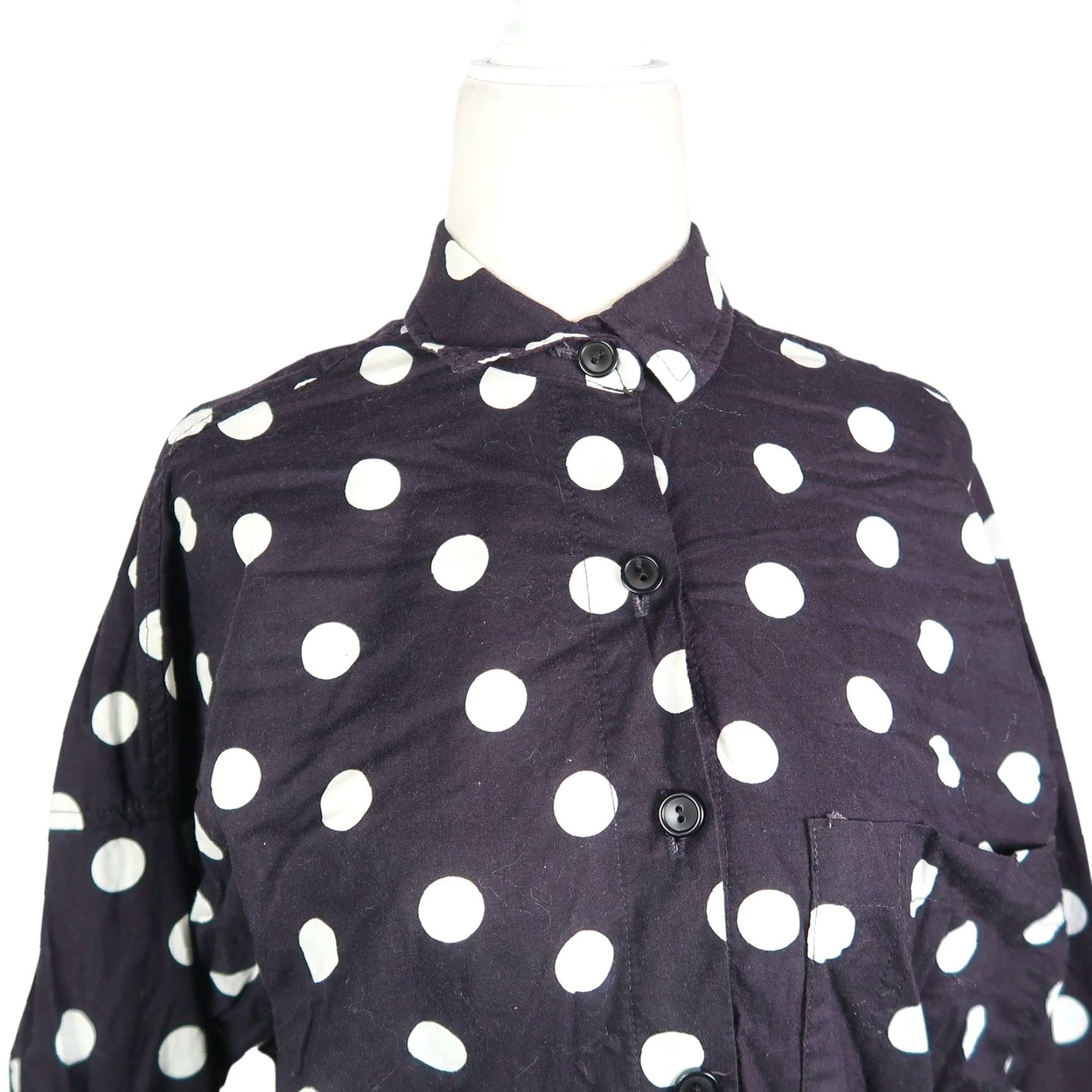 Vintage VINTAGE Mirrors Polka Dot Button-Down Top M Women Long Sleeve Black White 90s 80s Casual Size M / US 6-8 / IT 42-44 - 2 Thumbnail