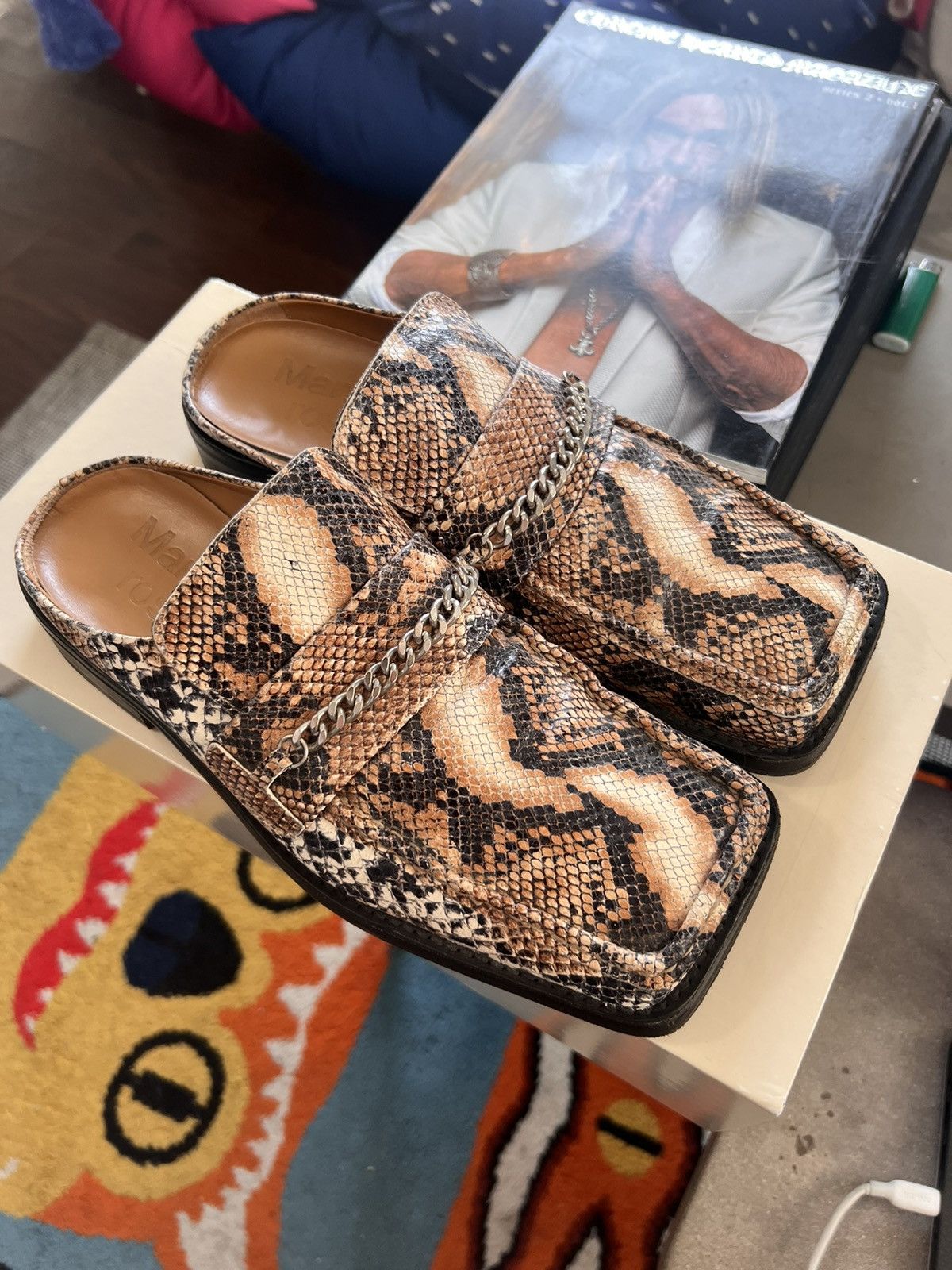 Martine Rose Martine Rose snakeskin Square Toe Mules | Grailed