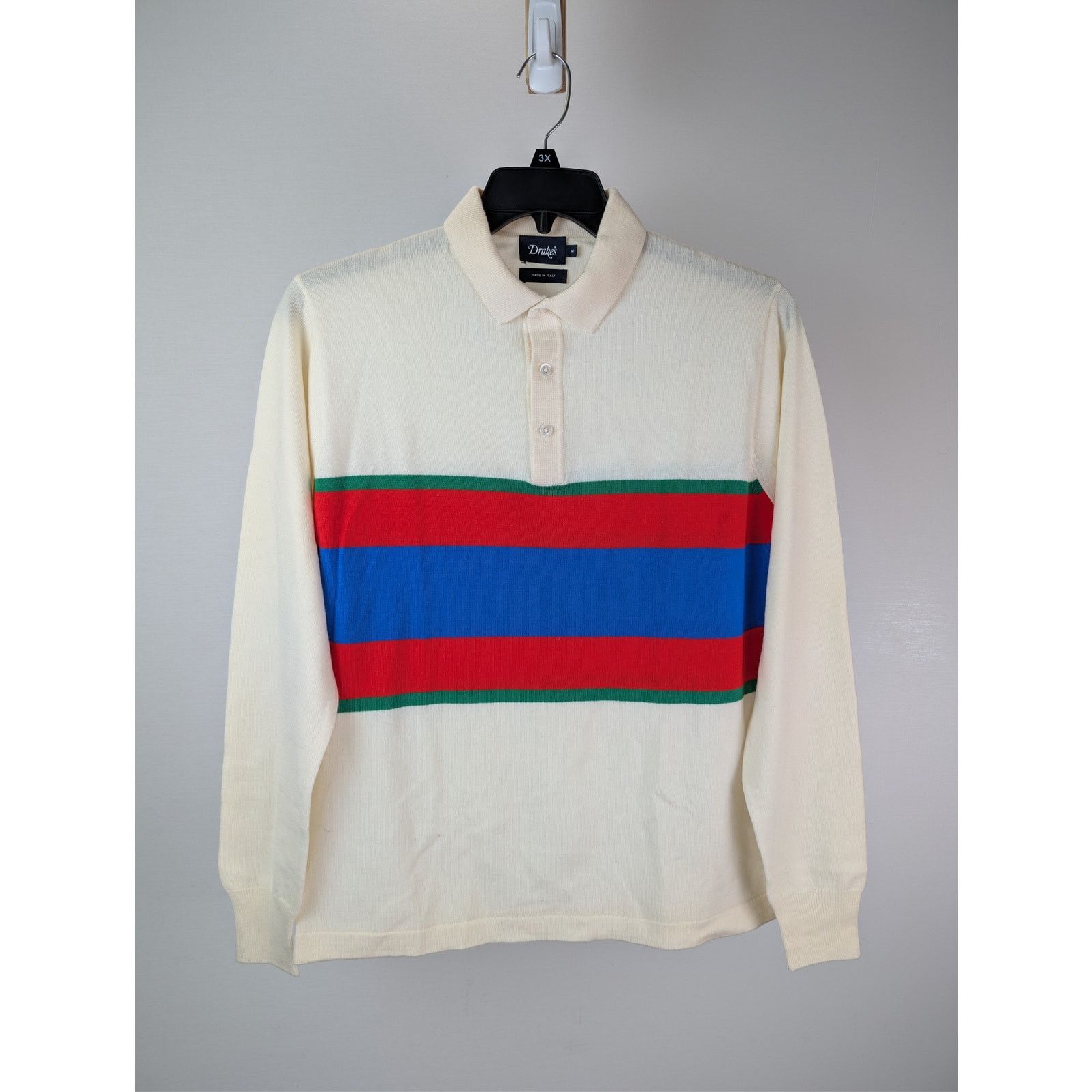 Drake's o1rshd1 CC20 stripe extrafine merino wool rugby polo sweater Size US S / EU 44-46 / 1 - 2 Thumbnail