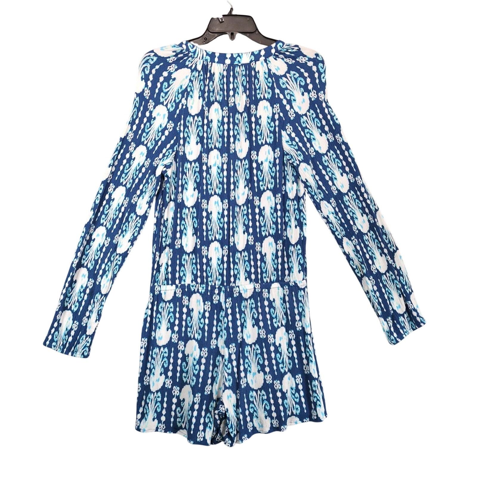 Lilly Pulitzer Lilly Pulitzer Elsa Romper Women's M Long Sleeve Indigo Size 30" / US 8 / IT 44 - 3 Thumbnail