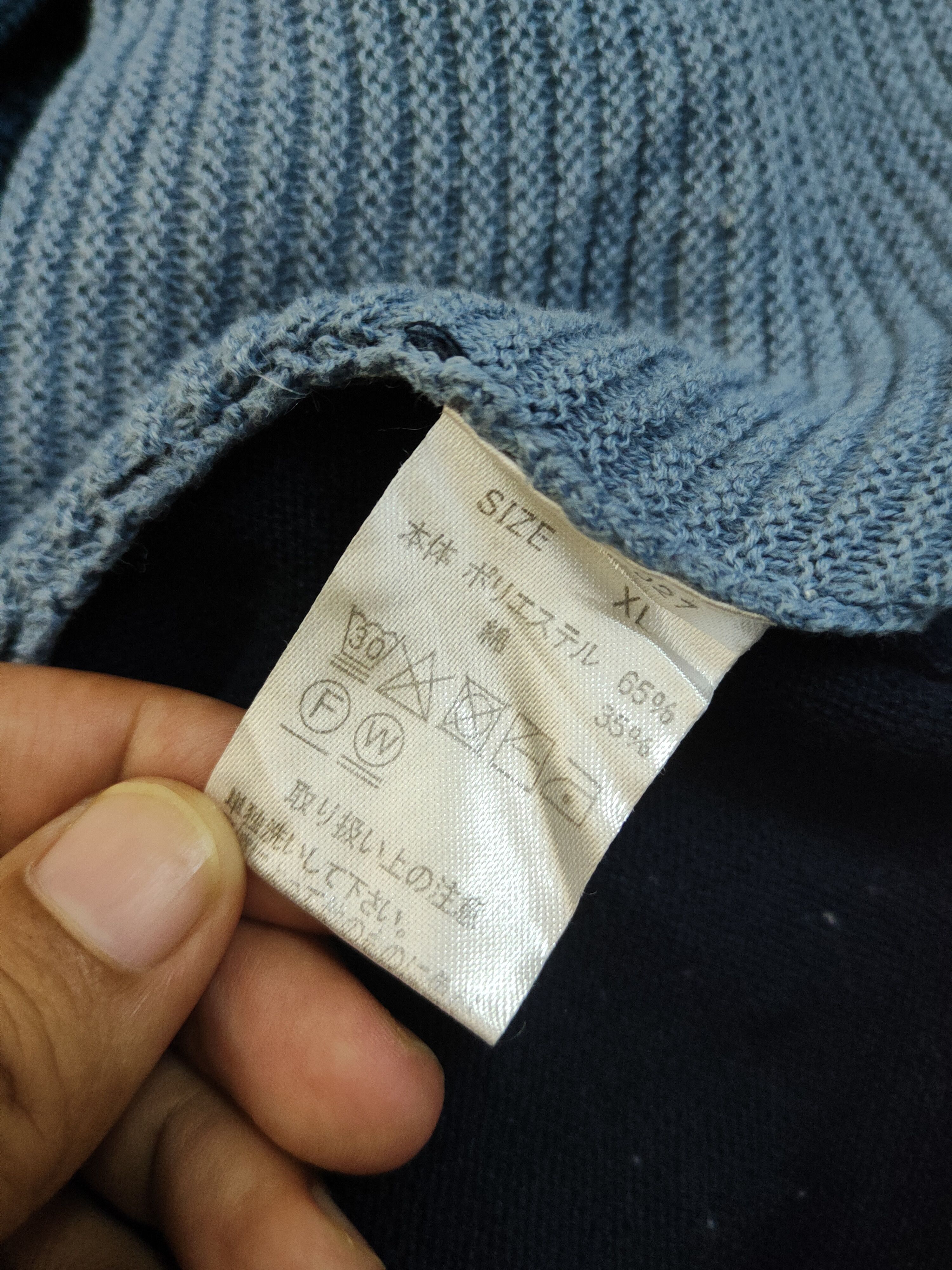 Homespun Knitwear Back Number patchwork Navy Knitwear Sweatshirts #W1351 Size US M / EU 48-50 / 2 - 10 Thumbnail