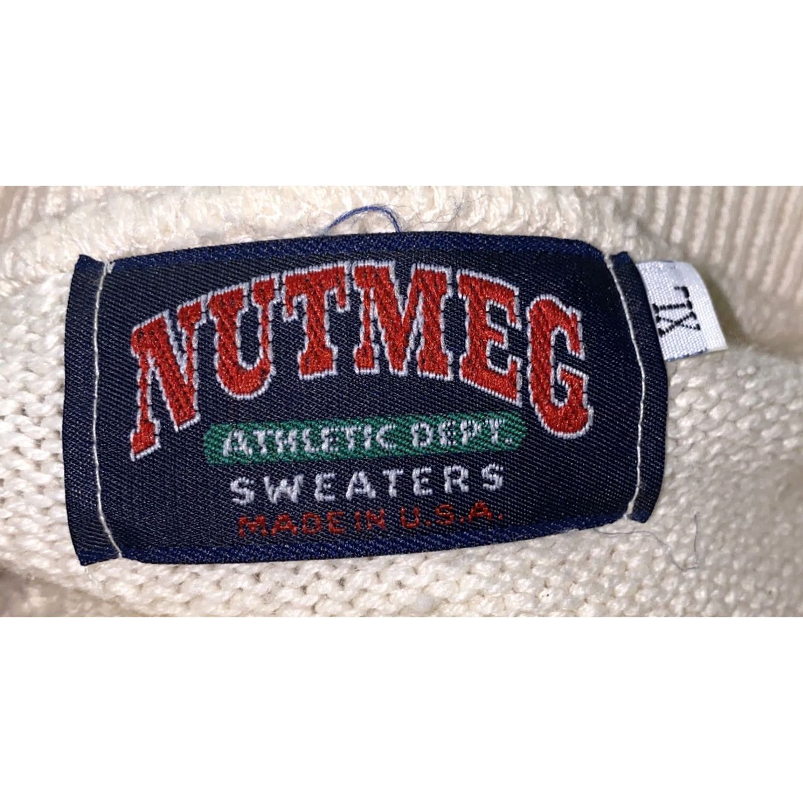 Nutmeg VTG Nutmeg Mens Beige Crewneck USA Made Sweater XL Size US XL / EU 56 / 4 - 6 Thumbnail
