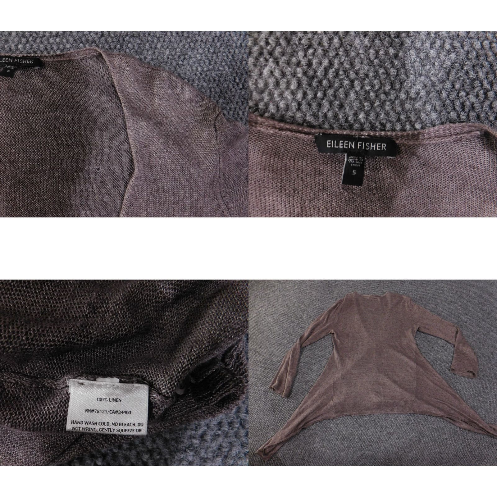 Eileen Fisher Eileen Fisher Cardigan Women’s Small Brown Linen Lightweight Knit Relaxed Crew Neck Pullover Open Accents Christmas Autumn Winter Size S / US 4 / IT 40 - 8 Thumbnail