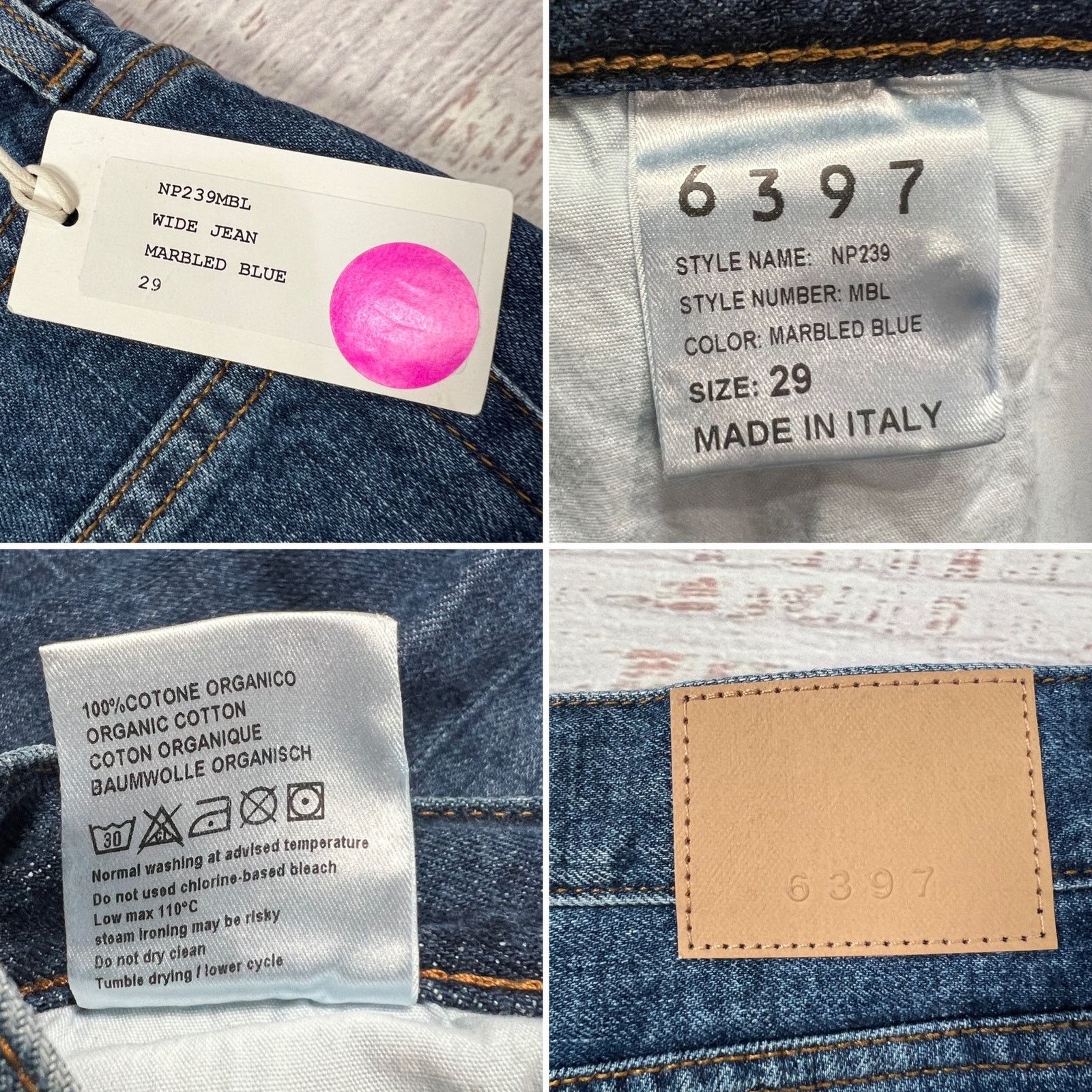 6397 6397 NP239 Wide Leg Jeans Marbled Blue 100% Cotton Sz 29 Size 29" - 3 Thumbnail