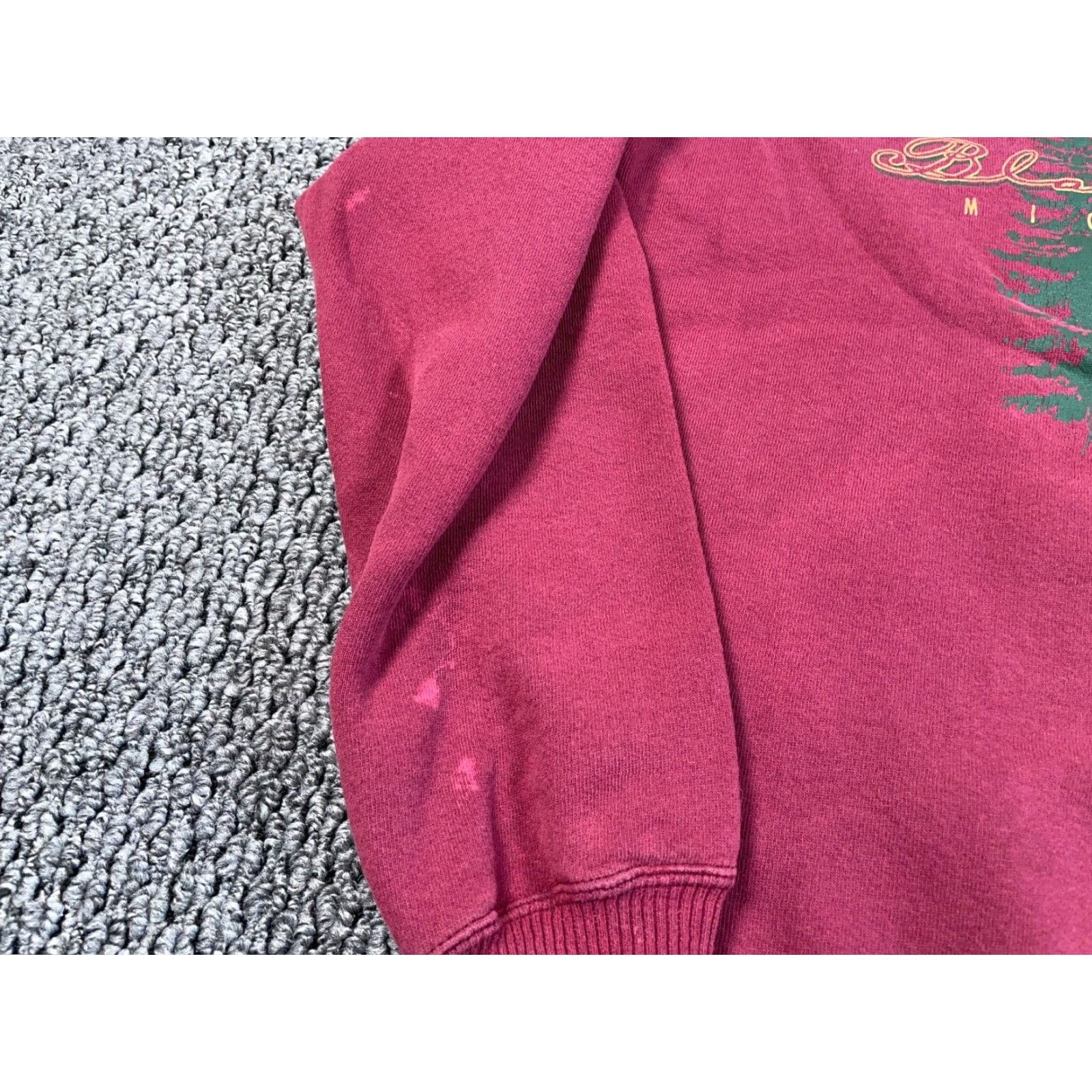Vintage VTG Black Lake Michigan Sweatshirt Adult Medium Dark Red Crewneck Time Out Logo US Made 90s City Nature Outdoor Retro Mens Size US M / EU 48-50 / 2 - 5 Thumbnail