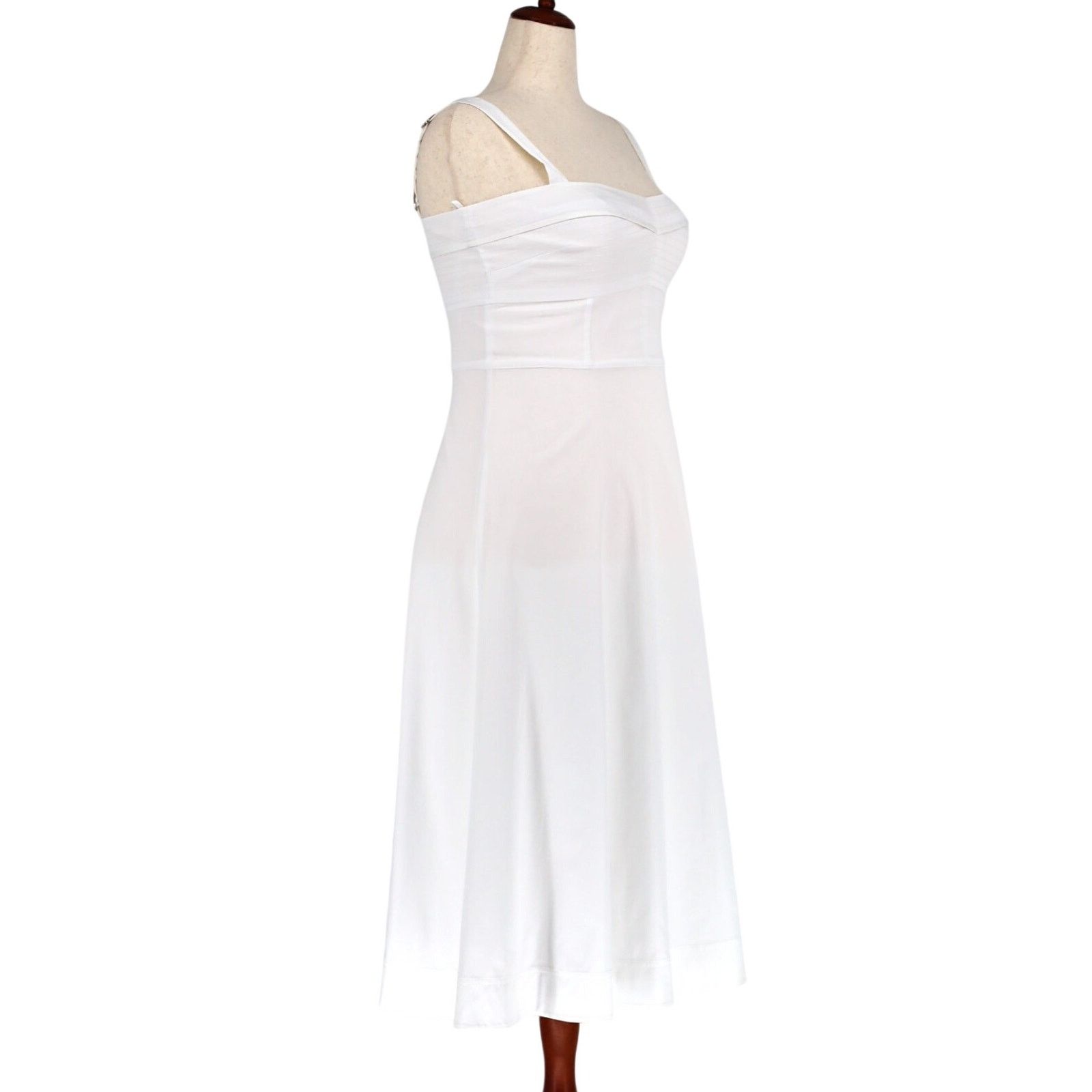 Veronica Beard Veronica Beard Women White Cotton Summer Midi Dress US 12 Size XL / US 12-14 / IT 48-50 - 7 Thumbnail