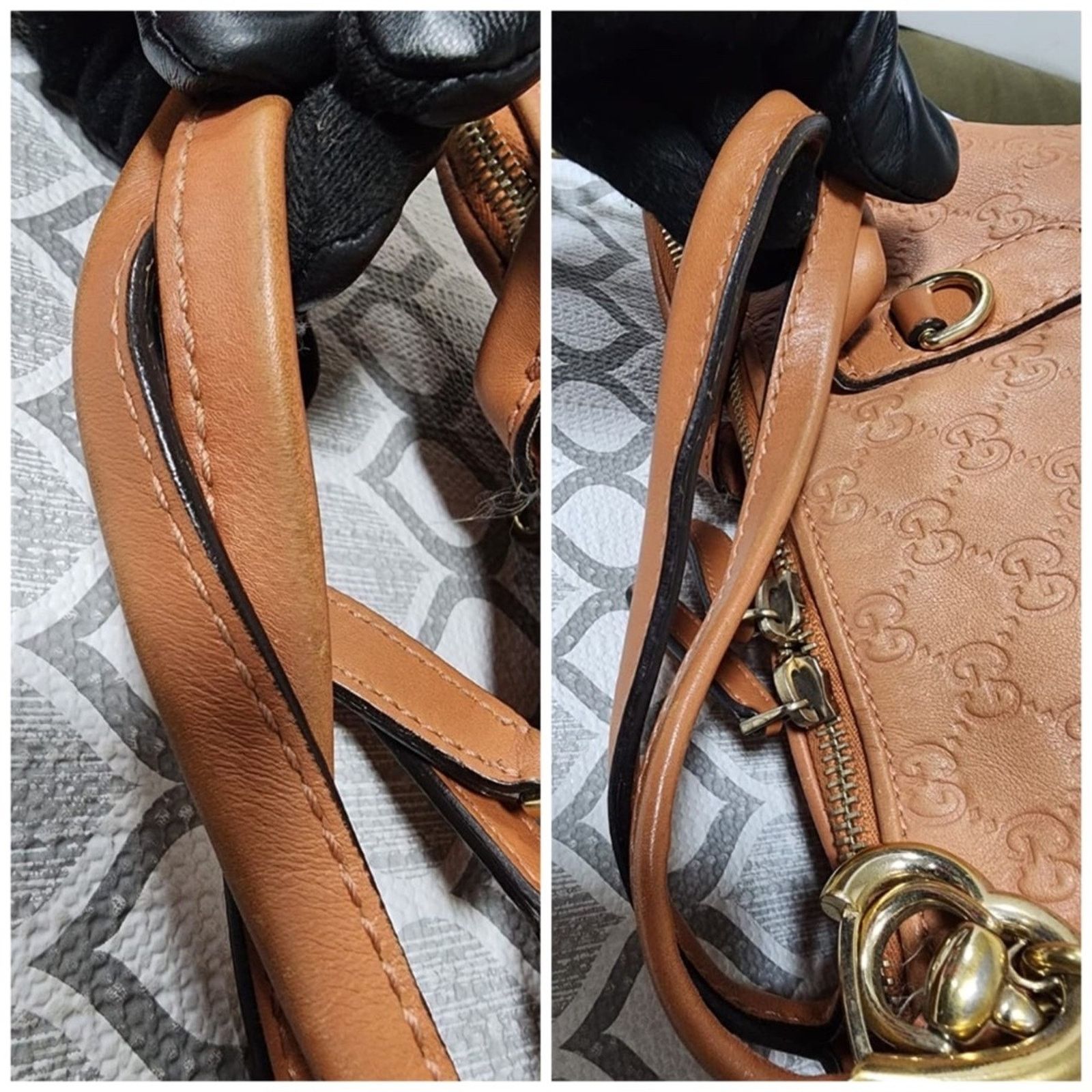 Gucci GUCCI Guccissima L Heart Bit Charm Top Handle Satchel Bag Pe Size ONE SIZE - 10 Thumbnail