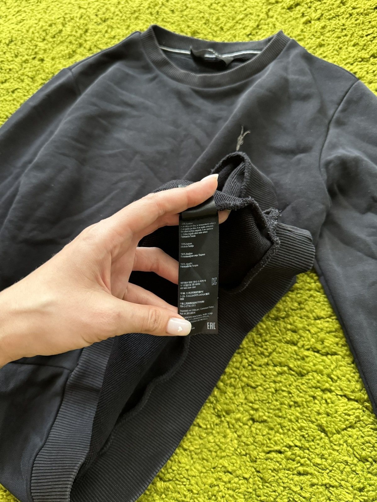 Allsaints × Designer AllSaints avant garde black sweatshirt Size US S / EU 44-46 / 1 - 6 Thumbnail