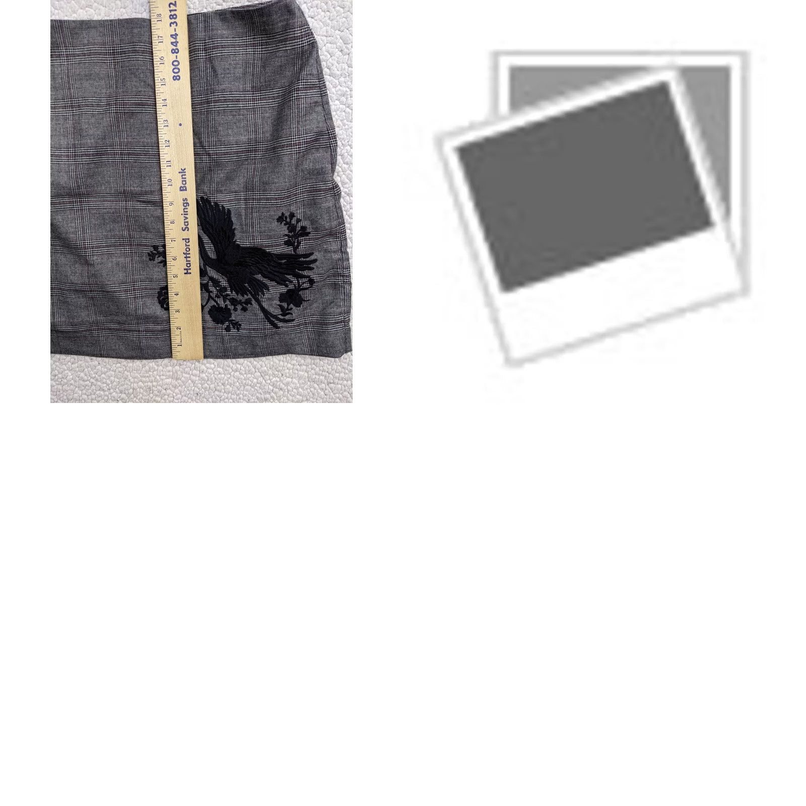Loft VINTAGE LOFT Gray Glen Check Bird Embroider Skirt Straight Pencil Size 28" / US 6 / IT 42 - 8 Thumbnail