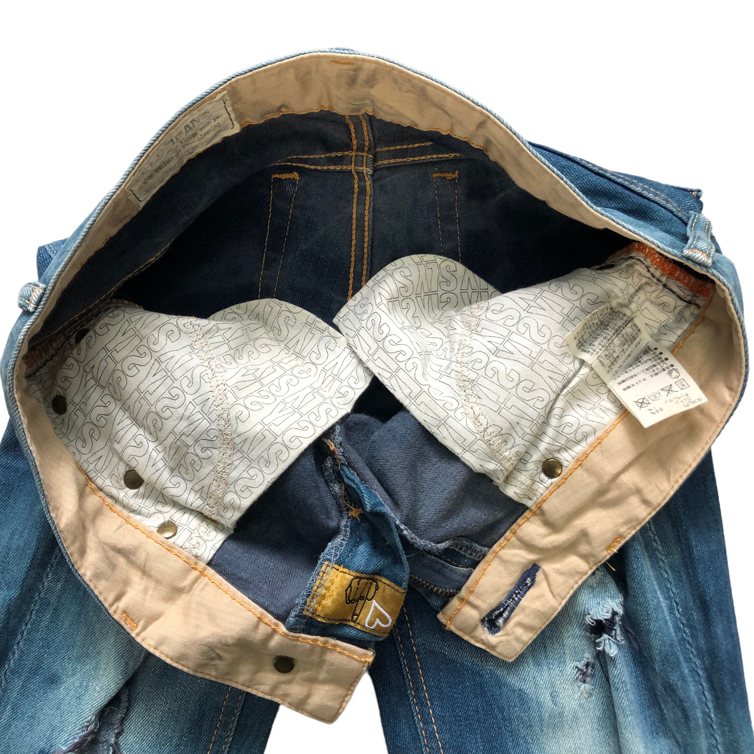 Japanese Brand TRASHED🔥 SLY JEANS COME ON IN LOW RISE DENIM PANT #7283-125 Size 31" - 11 Thumbnail