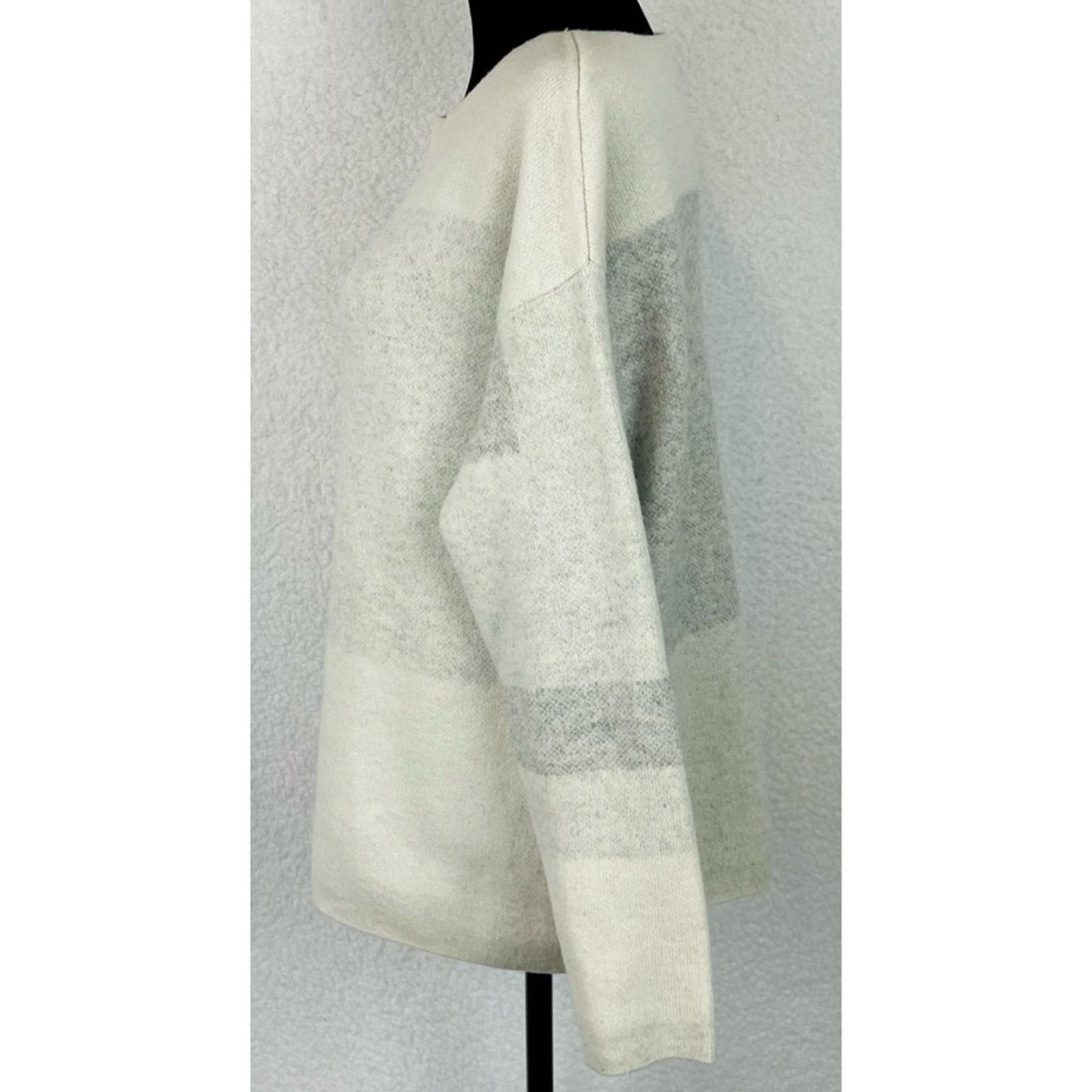 Vince VINCE • Cream/Grey Wool-Cashmere Oversized Knit Sweater Size XS / US 0-2 / IT 36-38 - 5 Thumbnail