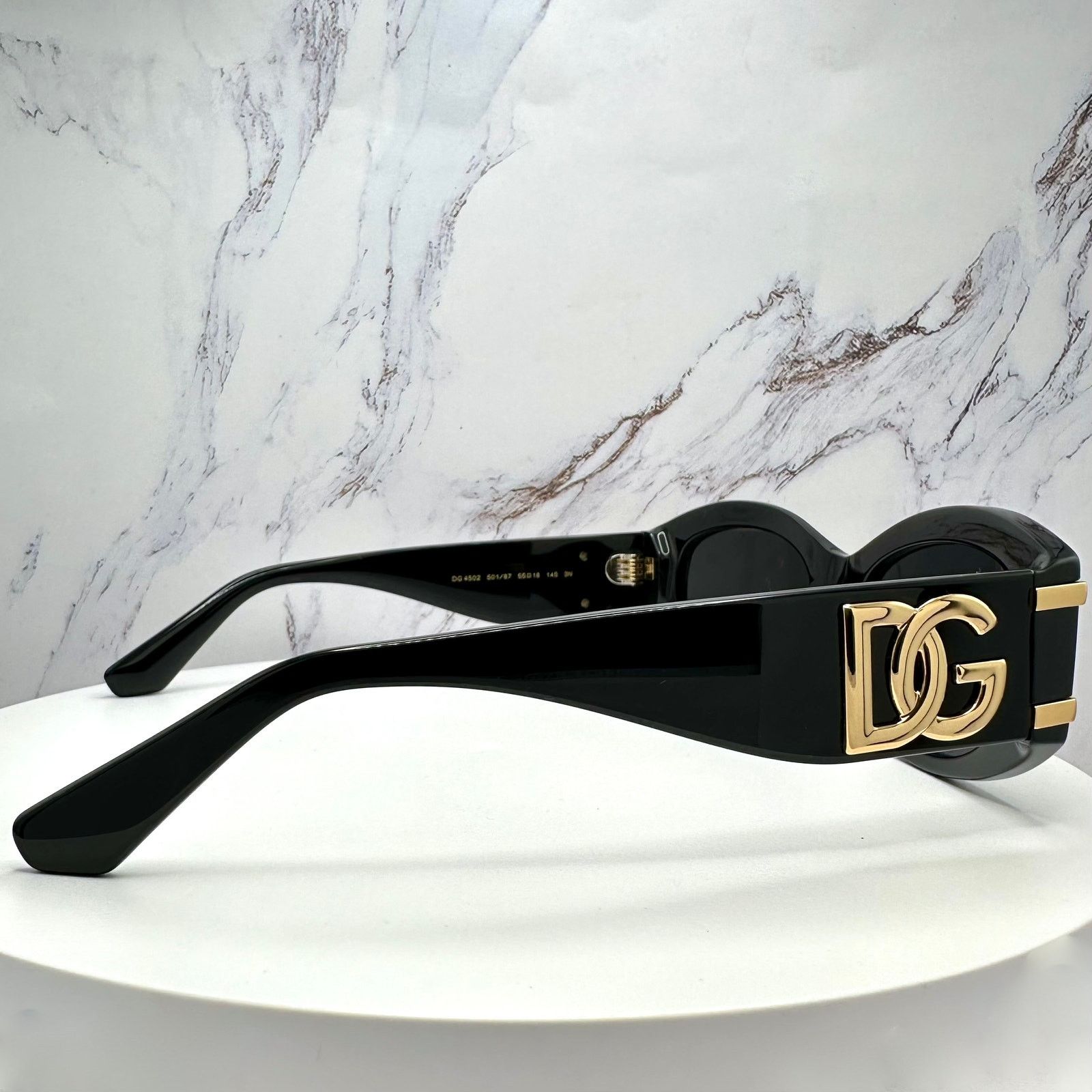 Dolce & Gabbana New Dolce & Gabbana Sunglasses Black Oval Acetate Gold Metal Size ONE SIZE - 7 Thumbnail