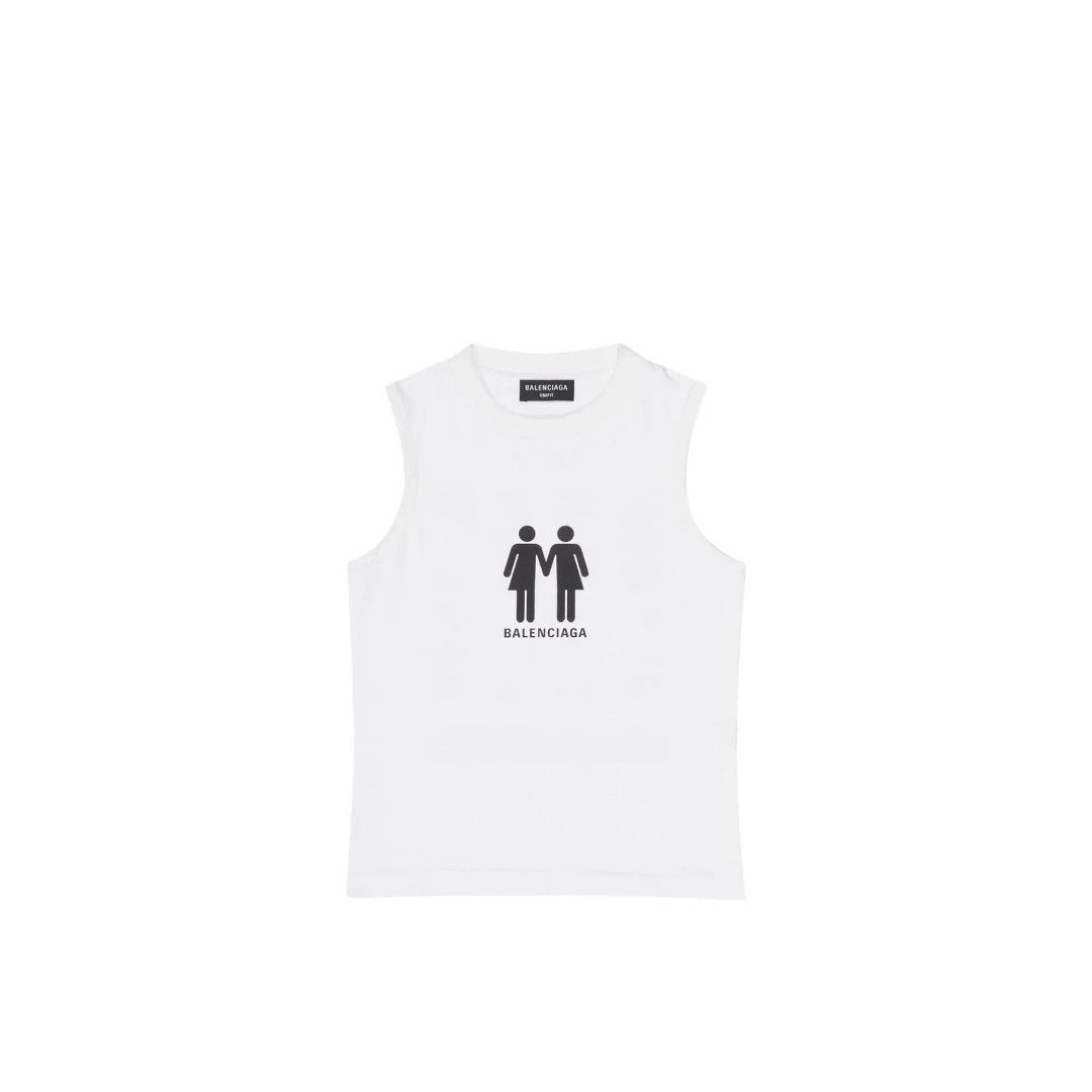 Balenciaga o1w1db10425 Pride 22 Fitted Tank Top in White Size US M / EU 48-50 / 2 - 1 Thumbnail